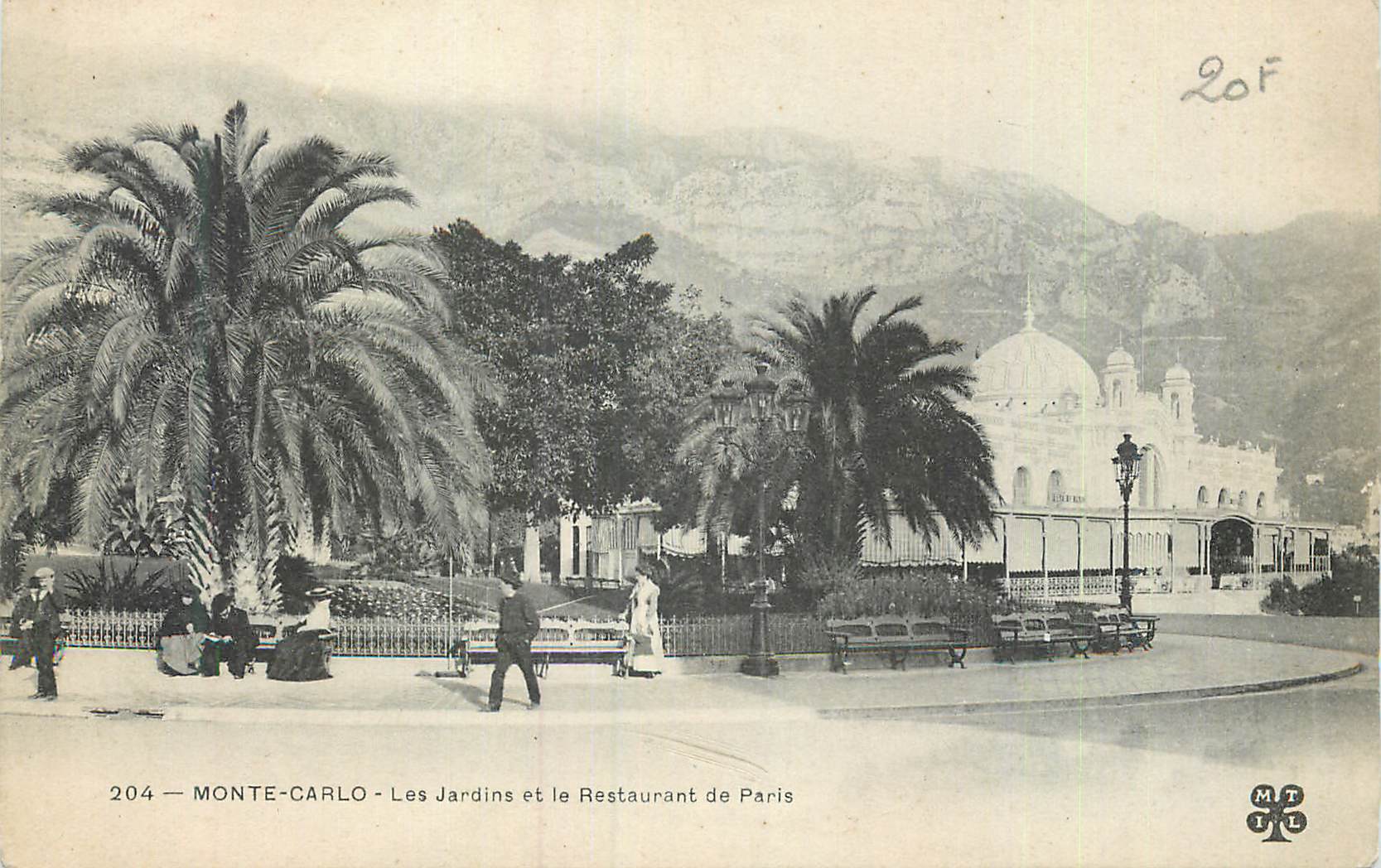CPA Monte Carlo Les Jardins et le Restaurant de Paris