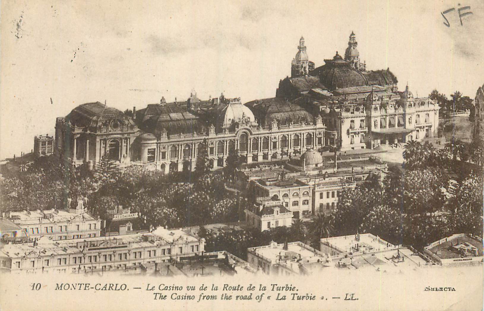 CPA Monte Carlo Le Casino vu de la Route de la Turbie
