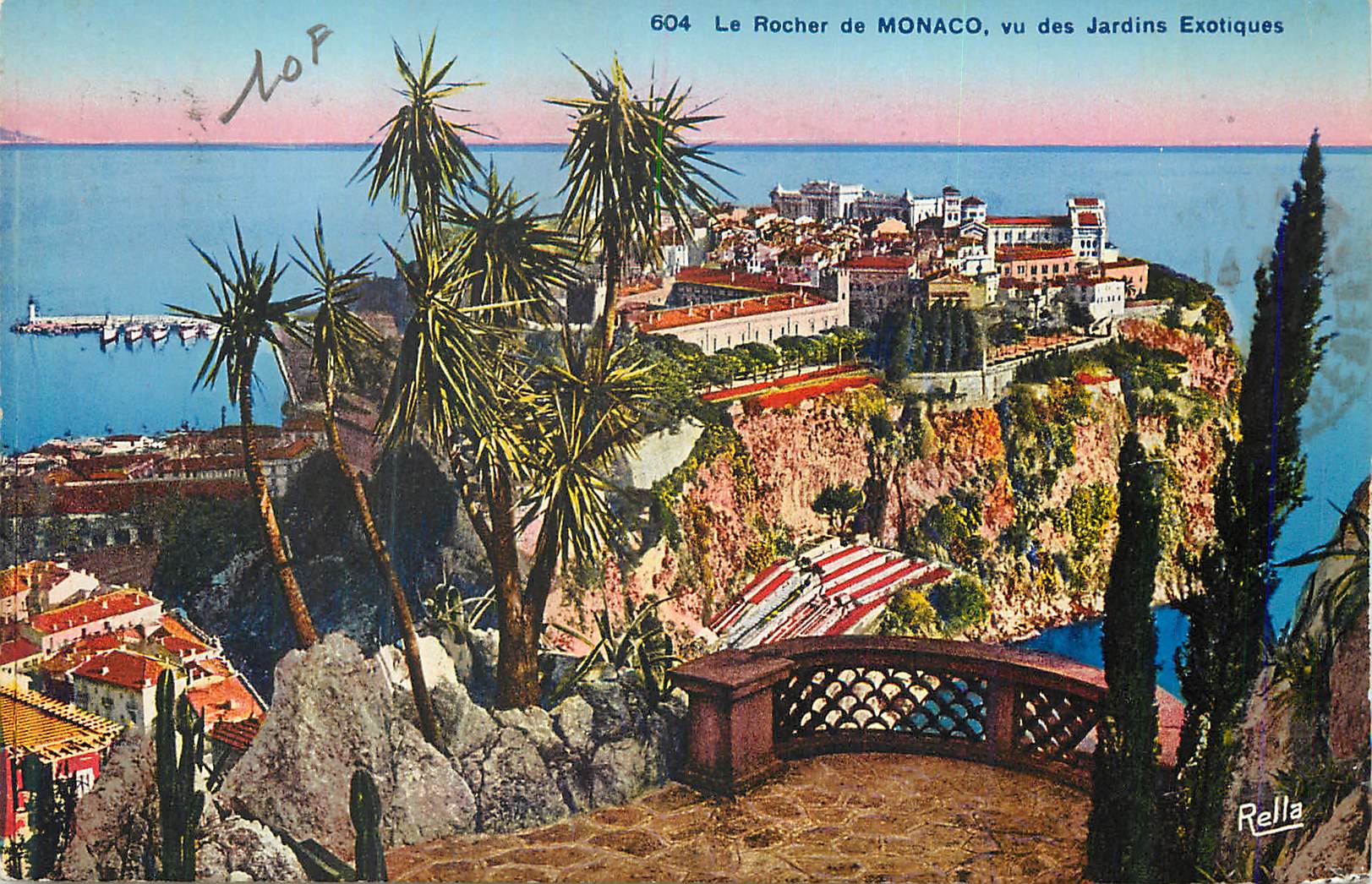 CPA Le Rocher de Monaco vu des Jardins Exotiques