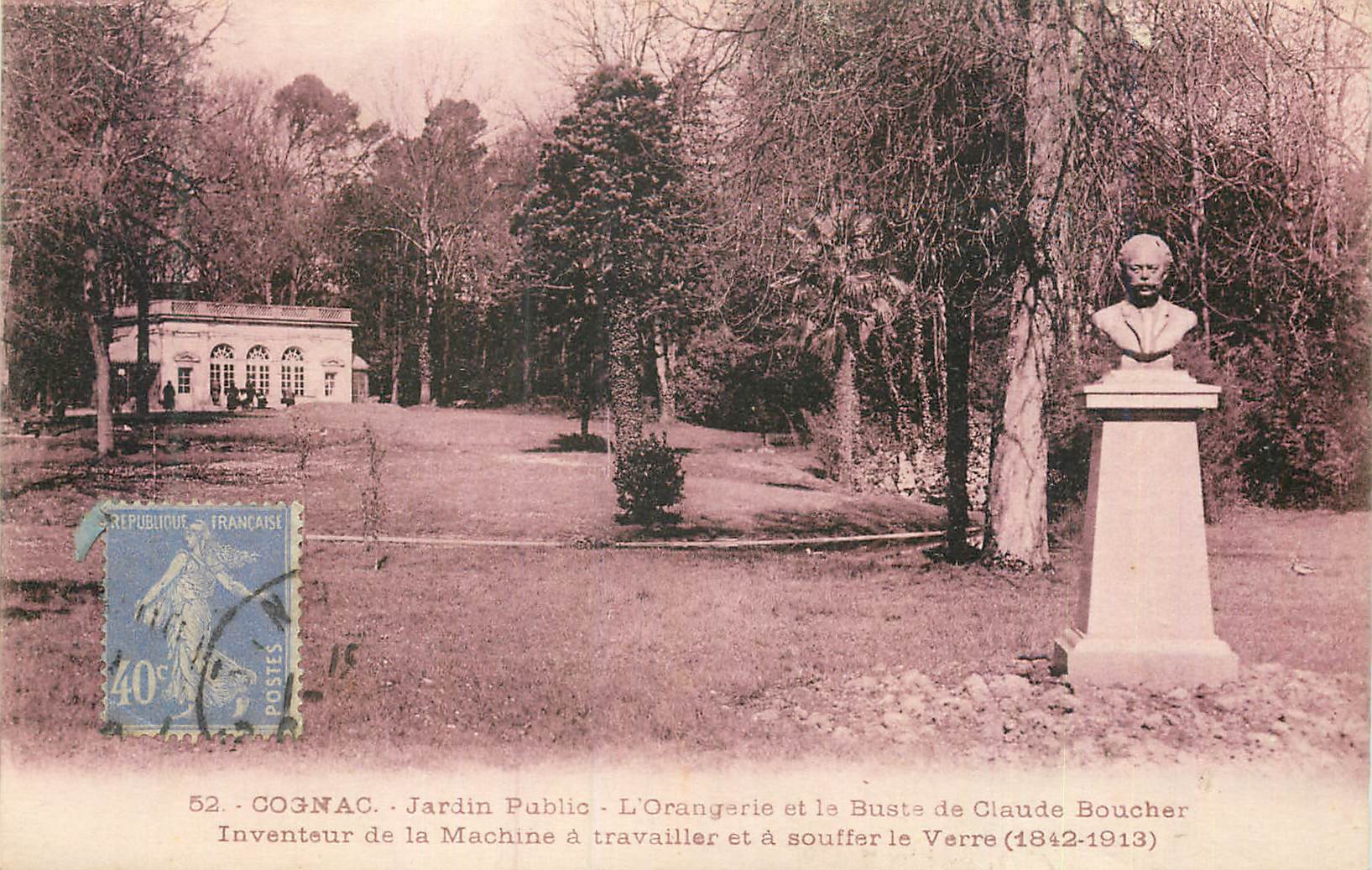 CPA Cognac Jardin Public L'Orengerie et le Buste de Claude Boucher