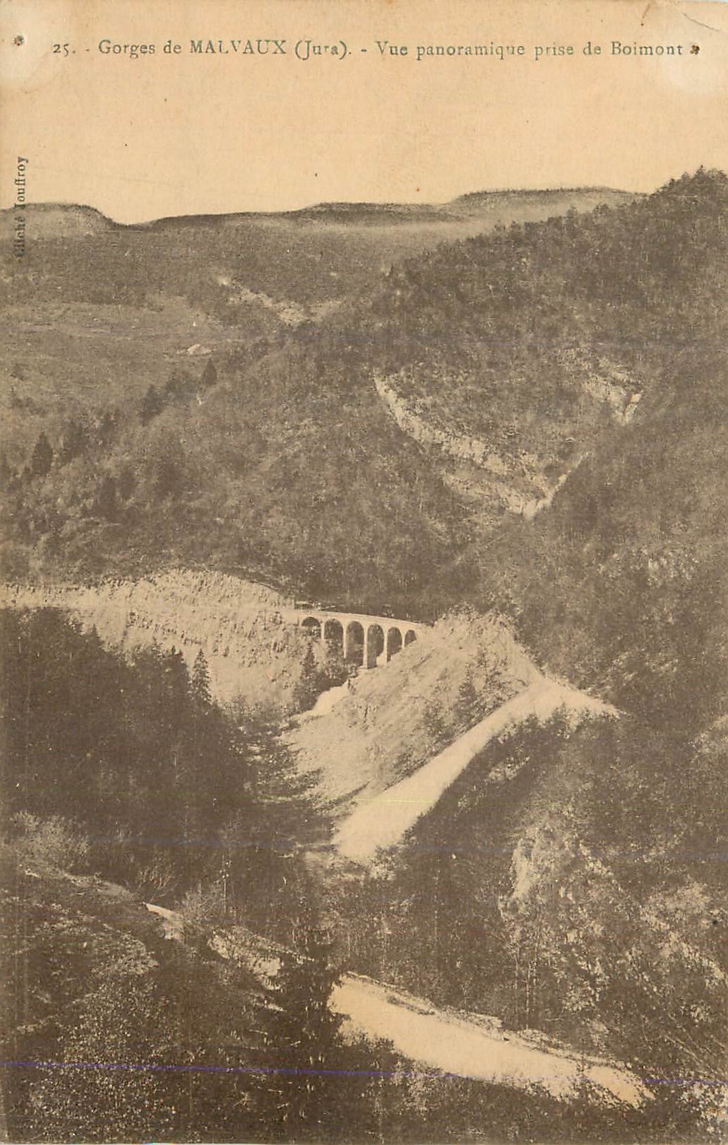 Antieke ansichtkaart Gorges de Malvaux (Jura) Panoramische uitzicht genomen vanaf Boimont