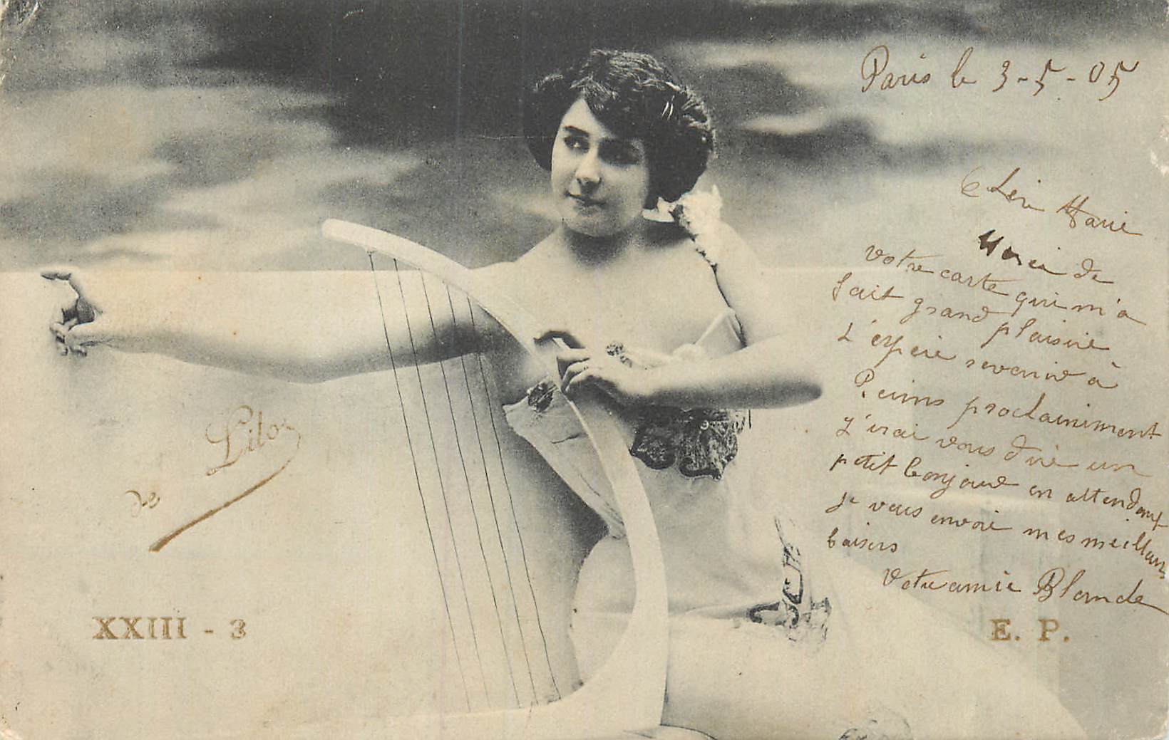 Femme avec harpe — Lito — n° XXIII-3