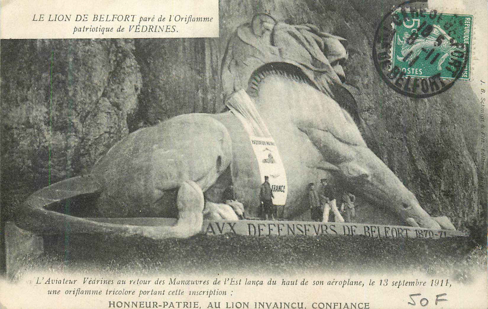 CPA Le Lion de Belfort pare de l'Oriflamme Patriotique de Vedrines