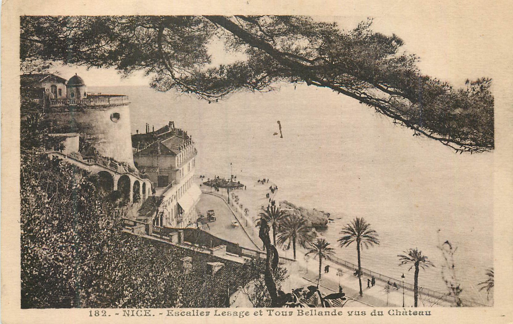 CPA Nice Escalier Lesage et Tour Bellande vus du Chateau