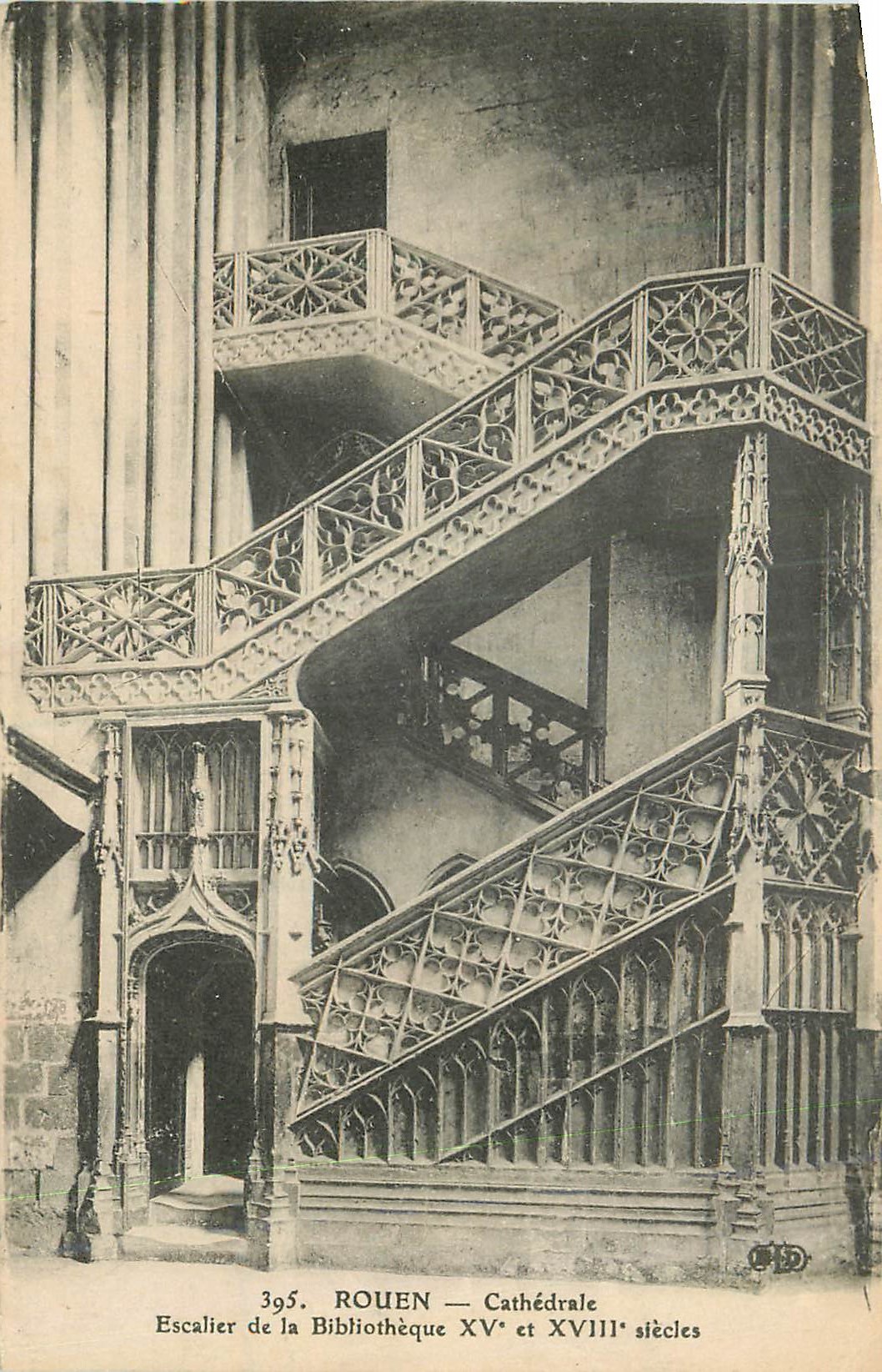 CPA Rouen Cathedrale Escalier de la Bibliotheque XVe et XVIIIe Siecles
