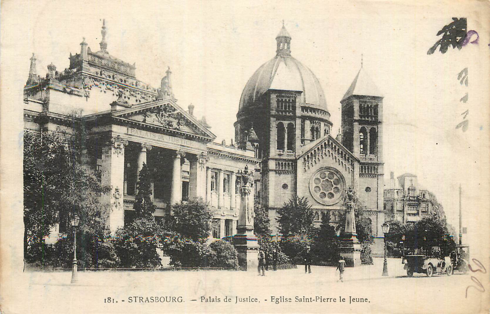 CPA Strasbourg Palais de Justice Eglise Saint Pierre de Jeune