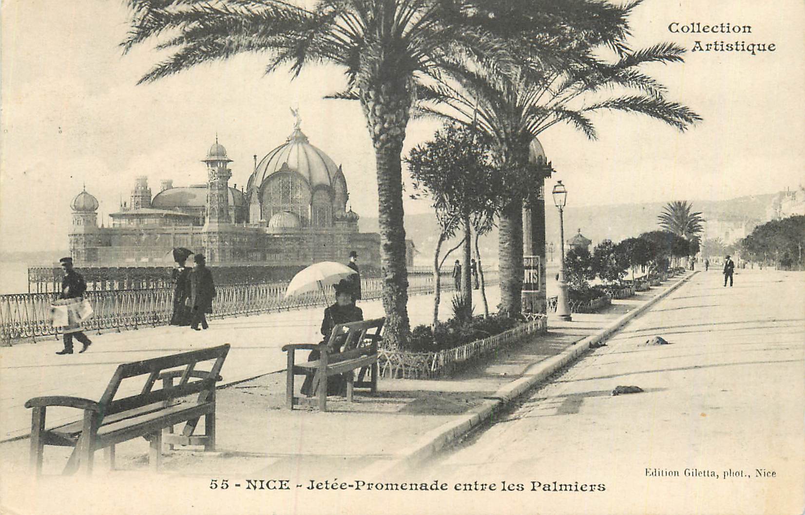 CPA Nice Jetee Promenade entre les Palmiers