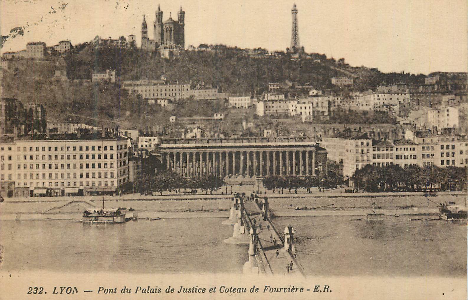 CPA Lyon Pont du Palais de Justice et Coteau de Fourviere