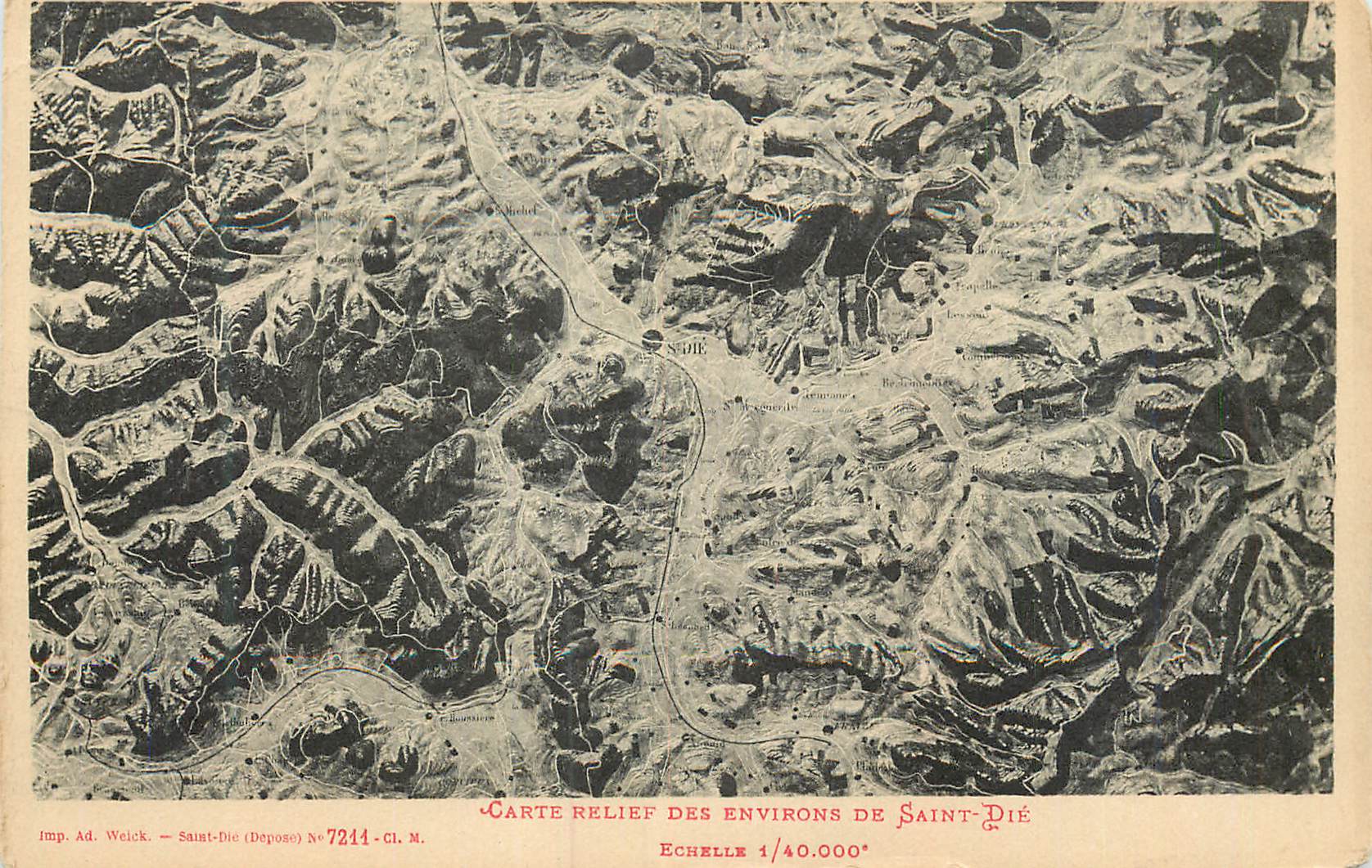 CPA Carte Relief des Environs de Saint Die