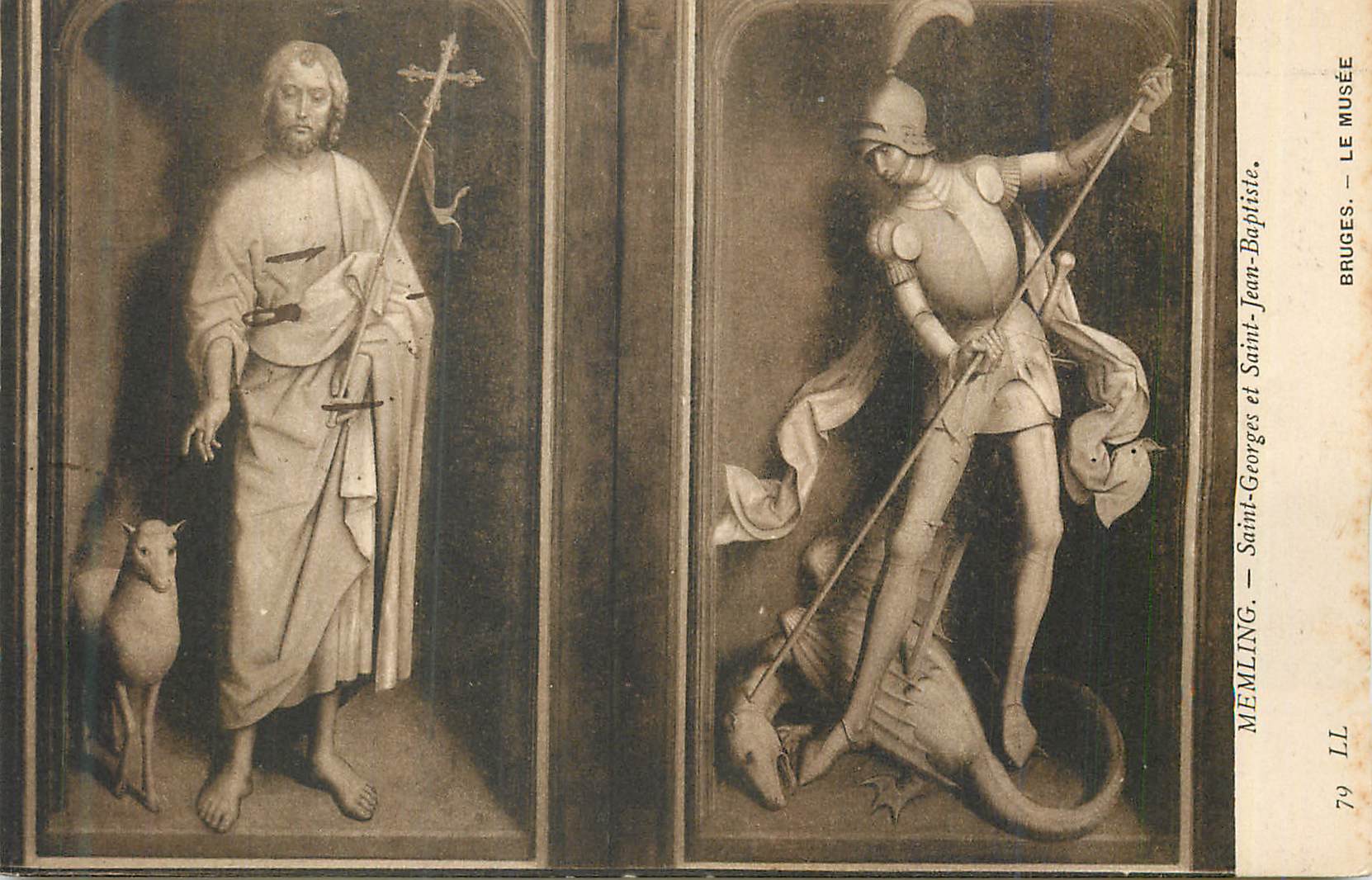 CPA Musee de Bruges Memling Saint Georges et Saint Jean Baptiste