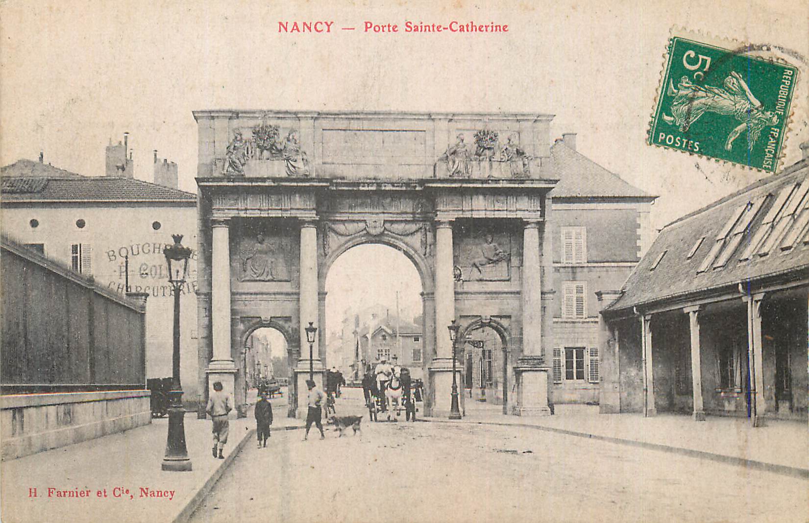 CPA Nancy Porte Sainte Catherine Boucherie Charcuterie