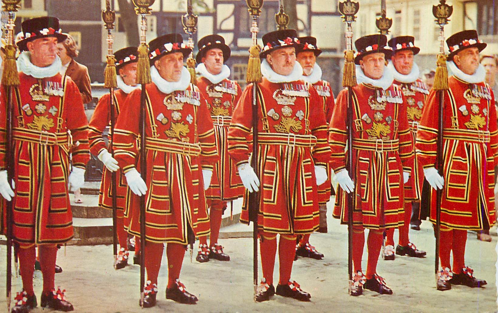 Gardes de la Tour de Londres — uniforme rouge et or — éditions non identifiées