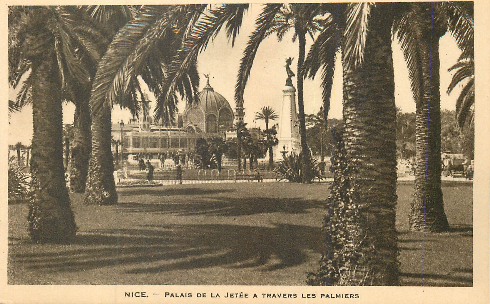 CPA Nice Palais de la Jetee a Travers les Palmiers