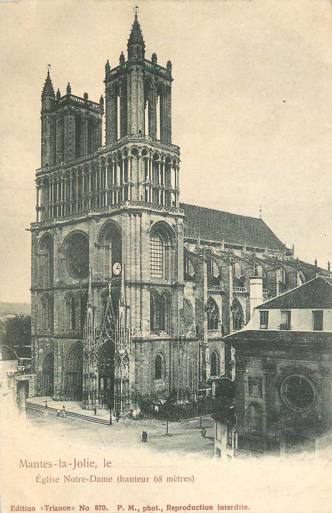 Mantes-la-Jolie, Église Notre-Dame — hauteur 68 mètres — Édition Trianon, No. 870