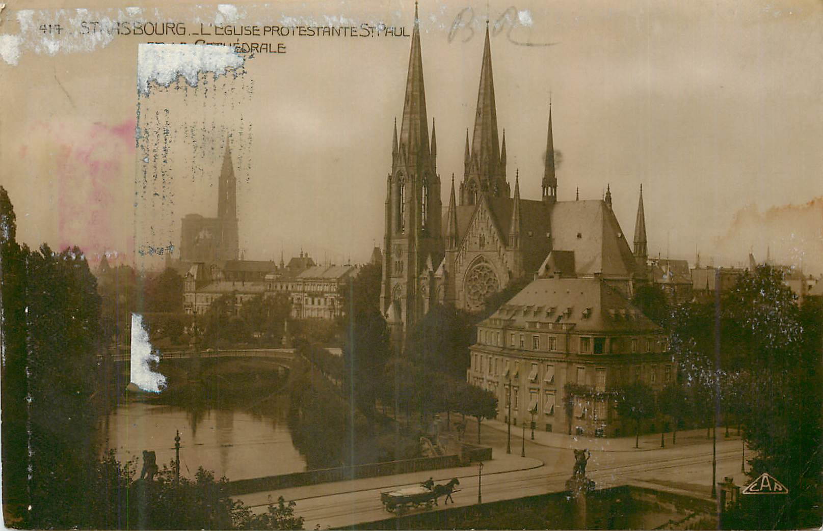 CPA Strasbourg L'Eglise Protestante St Paul Vue Generale