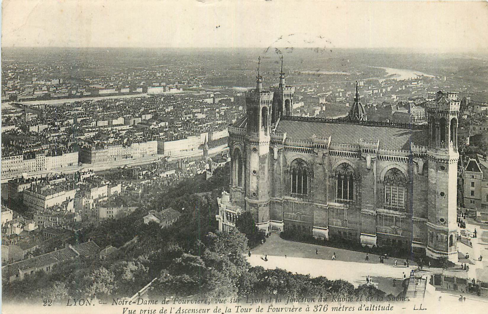 CPA Lyon Notre Dame de Fourviere Vue sur Lyon et la Jonction de Rhone