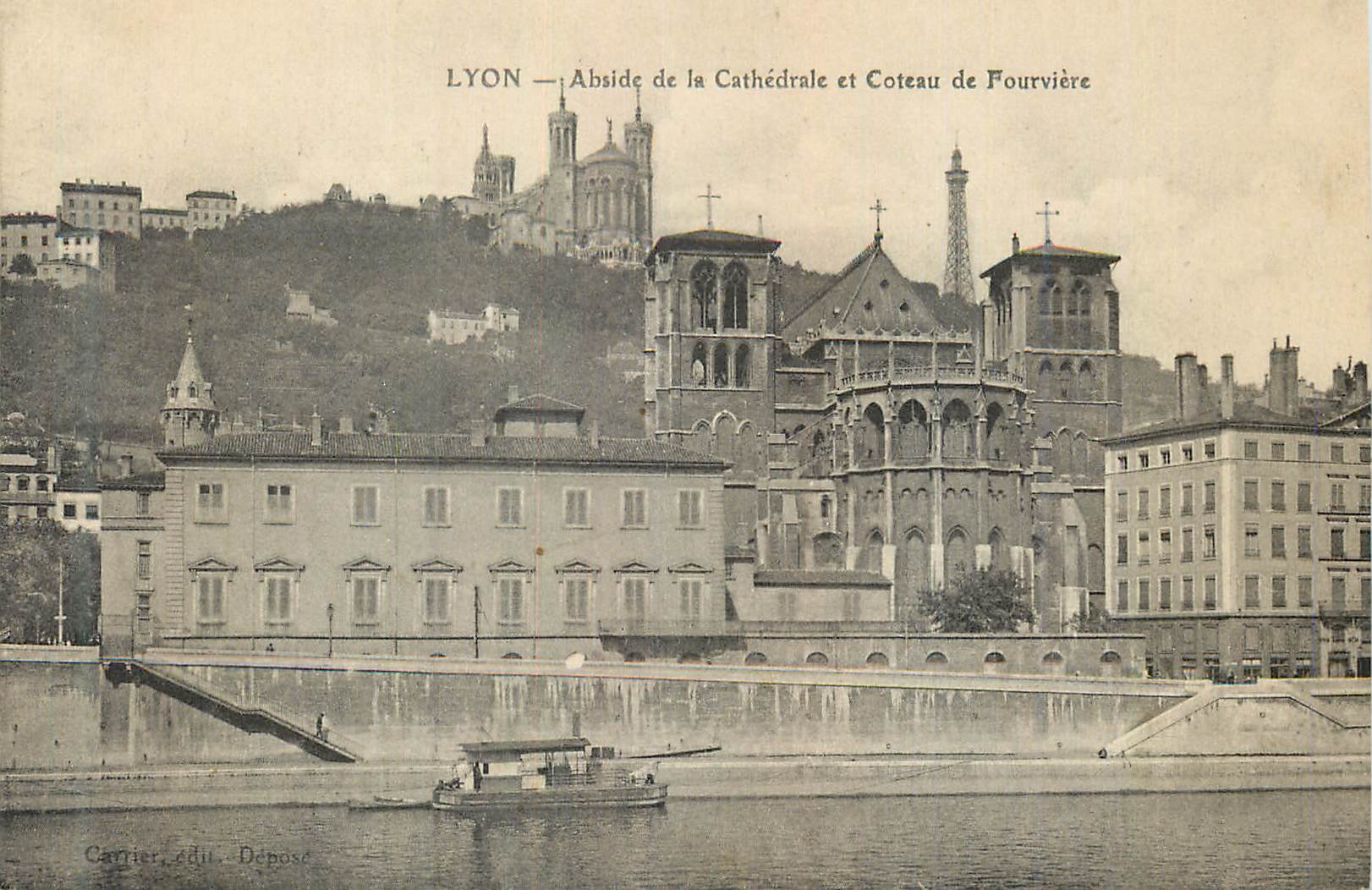 CPA Lyon Abside de la Cathedrale et Coteau de Fourviere