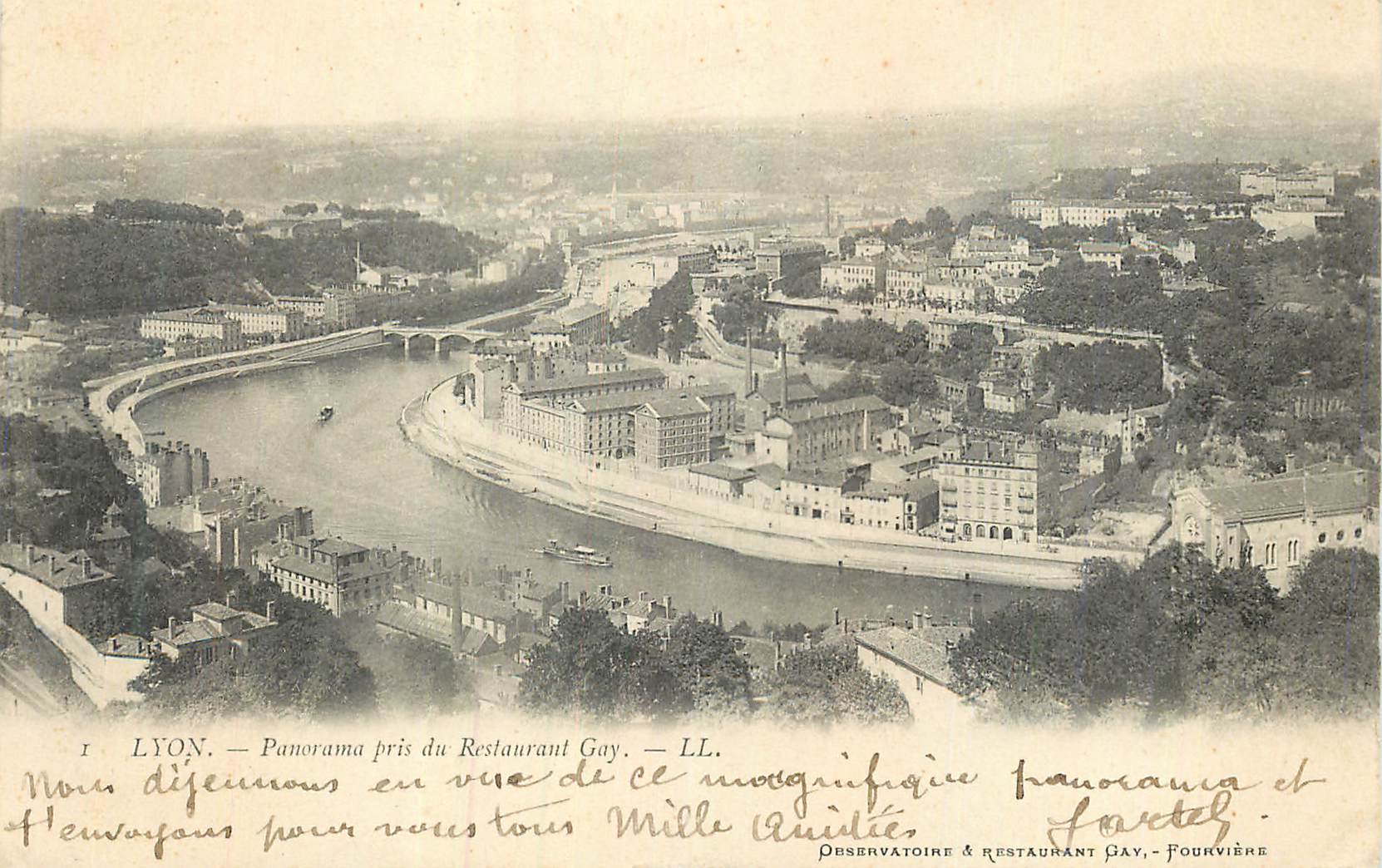 CPA Lyon Panorama pris du Restaurant Gay (carte 1900)