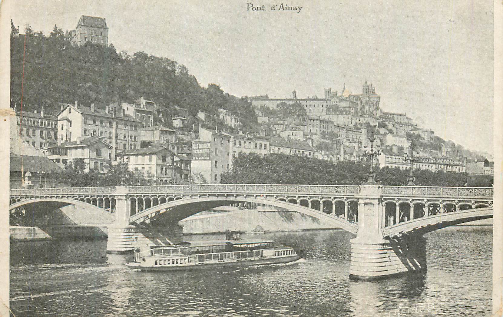 CPA Pont d'Ainay Bateau