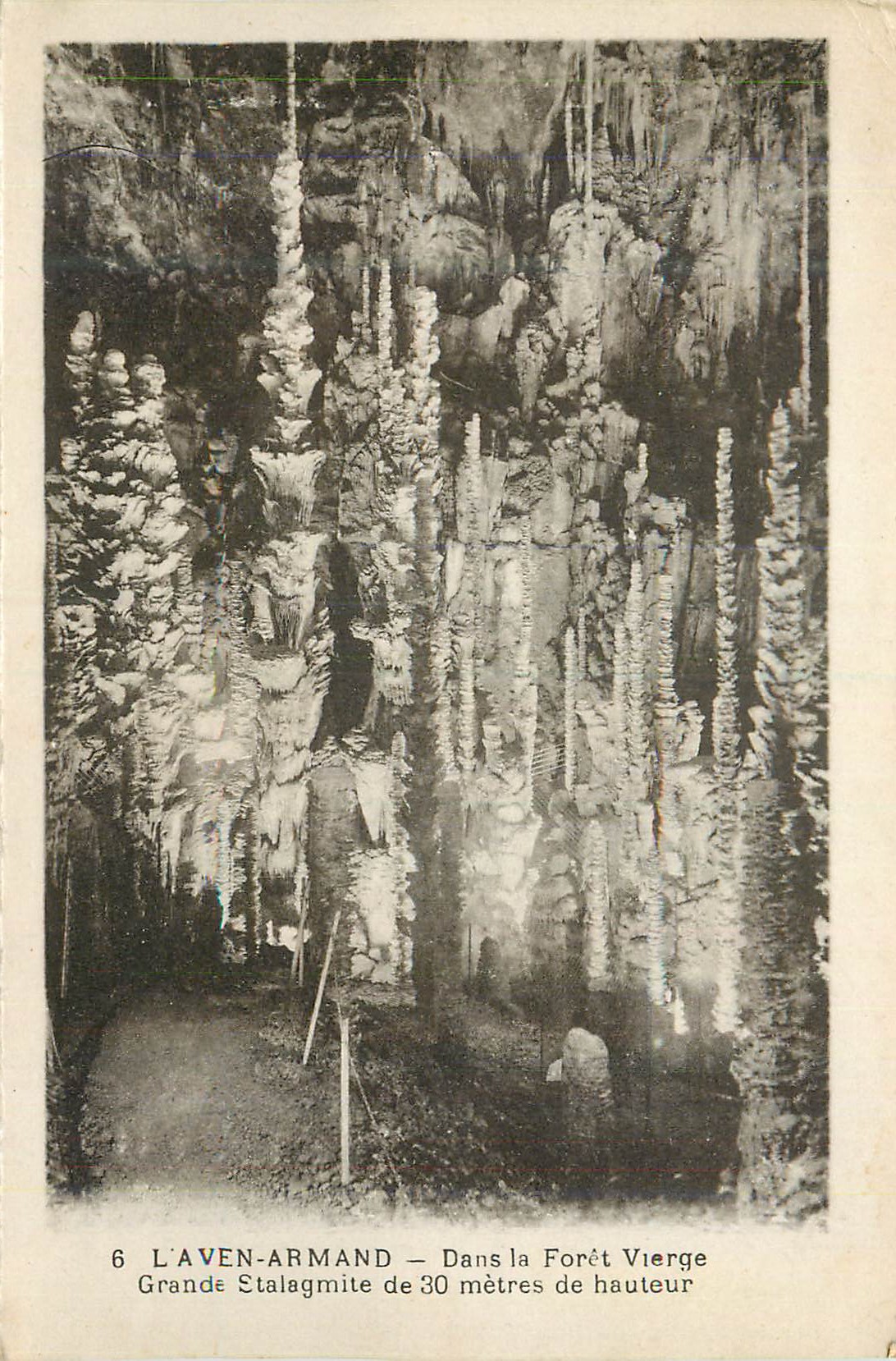 L'Aven-Armand — Dans la Forêt Vierge — Grande Stalagmite de 30 mètres de hauteur