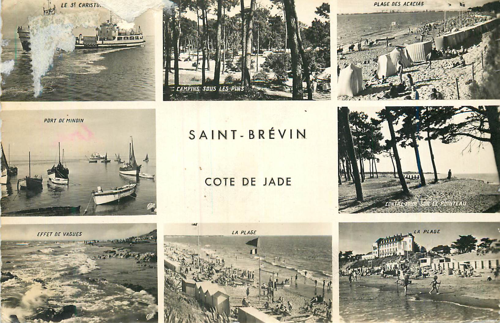 CPM Saint Brevin Cote de Jade Souvenir Port de Mindin Effet de vagues
