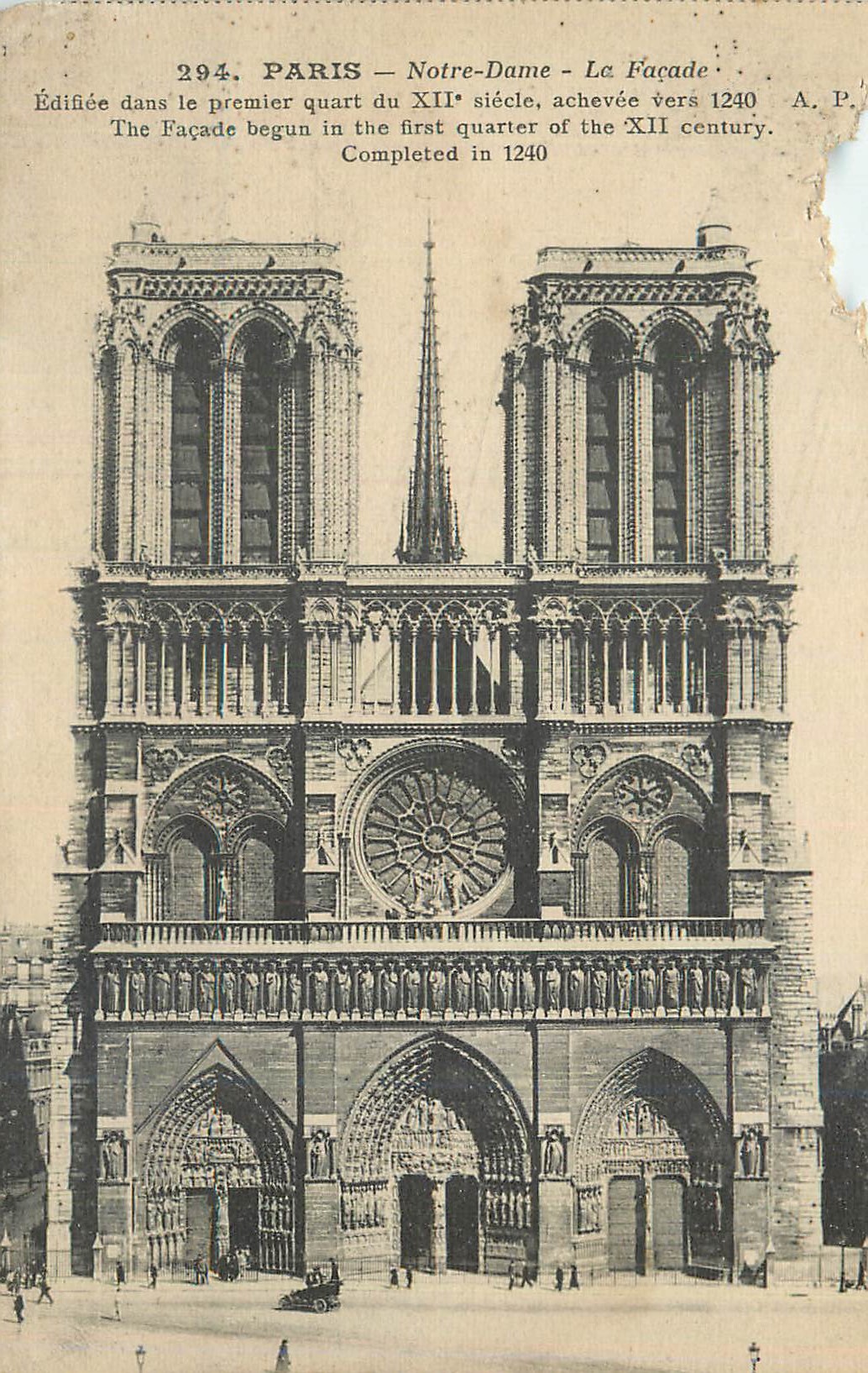 Paris — Notre-Dame — La Façade — A.P. n°294