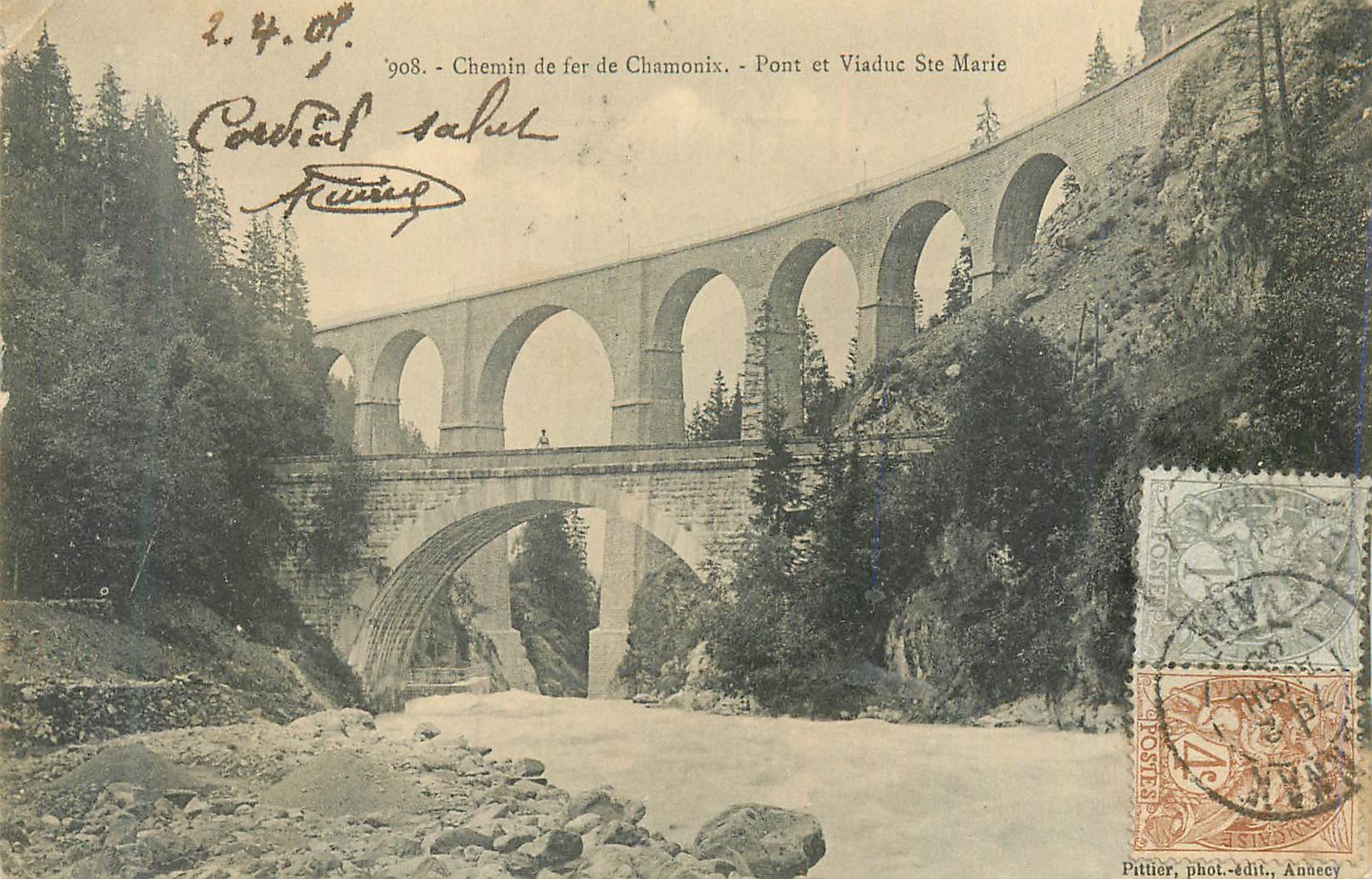 CPA Chemin de Fer de Chamonix Pont et Viaduc Ste Marie