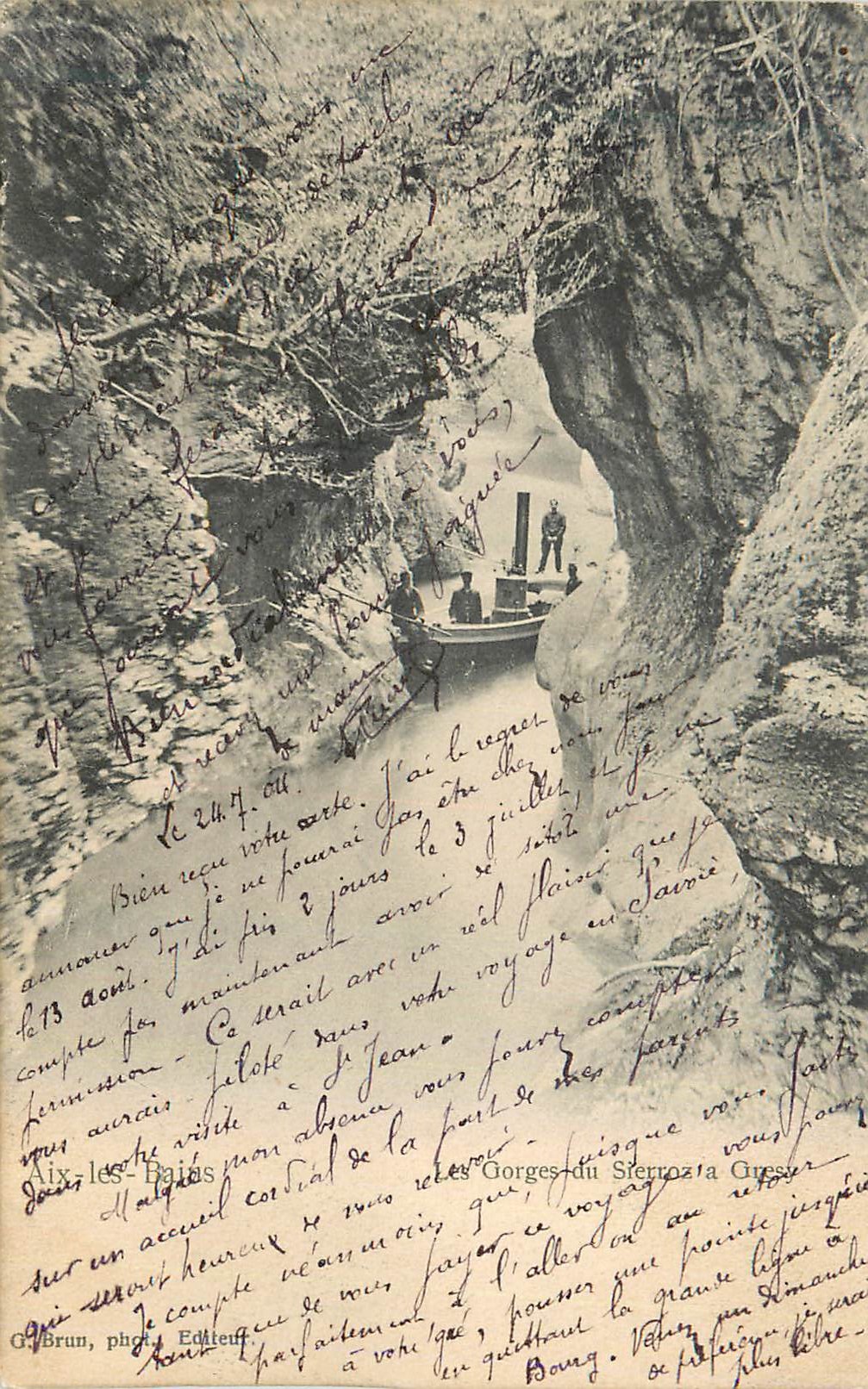 CPA Aix les Bains Gorges du Sierroz a Gresy Bateau (carte 1900)
