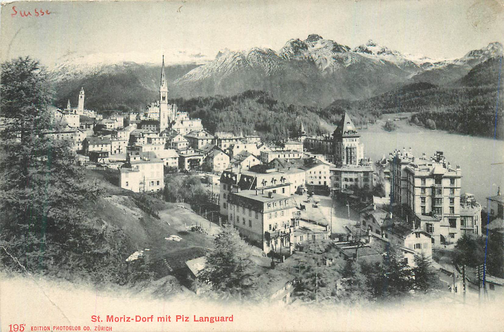 CPA St Moriz Dorf mit Piz Languard