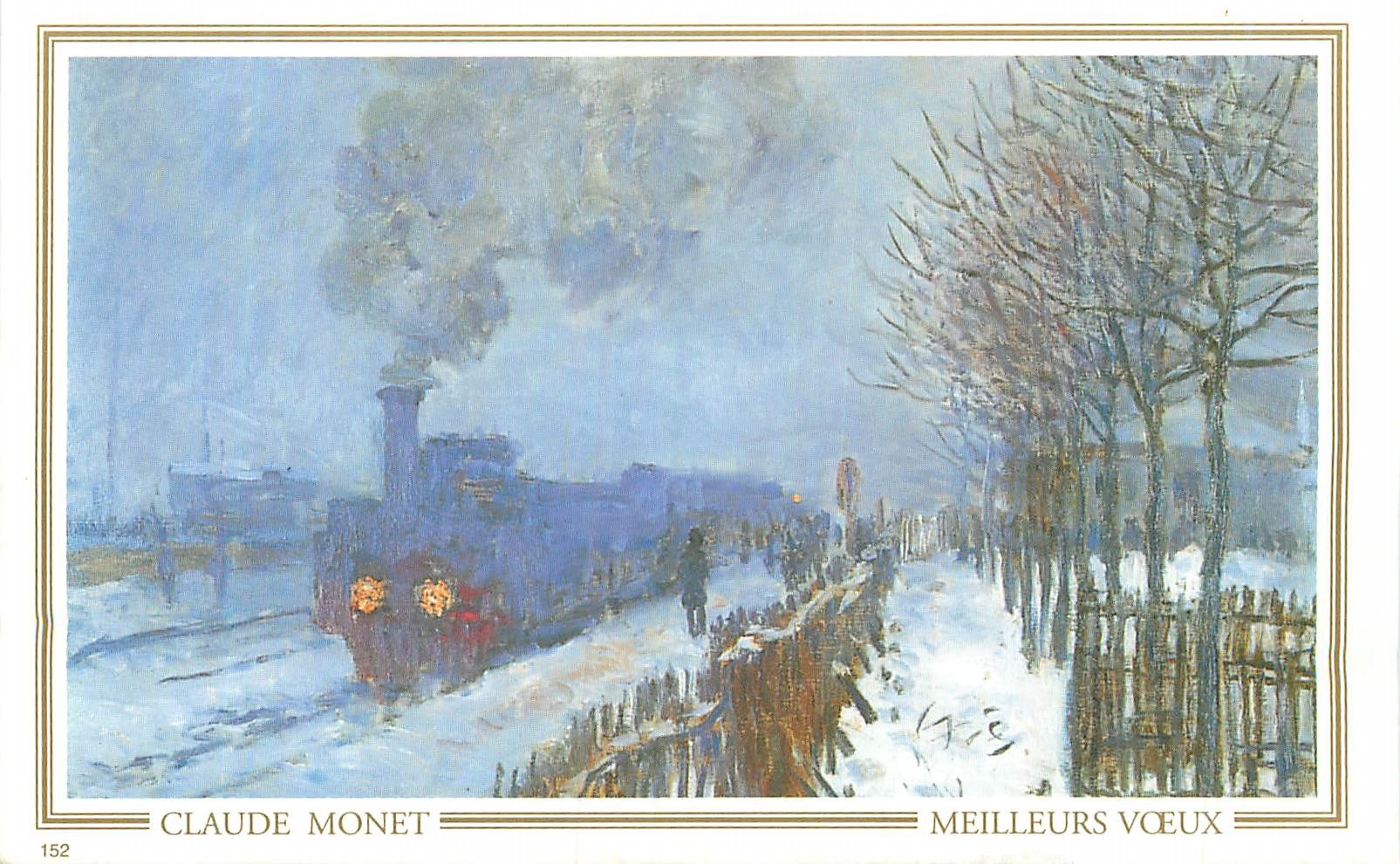 CPM Meilleurs Vœux Claude Monet TRain