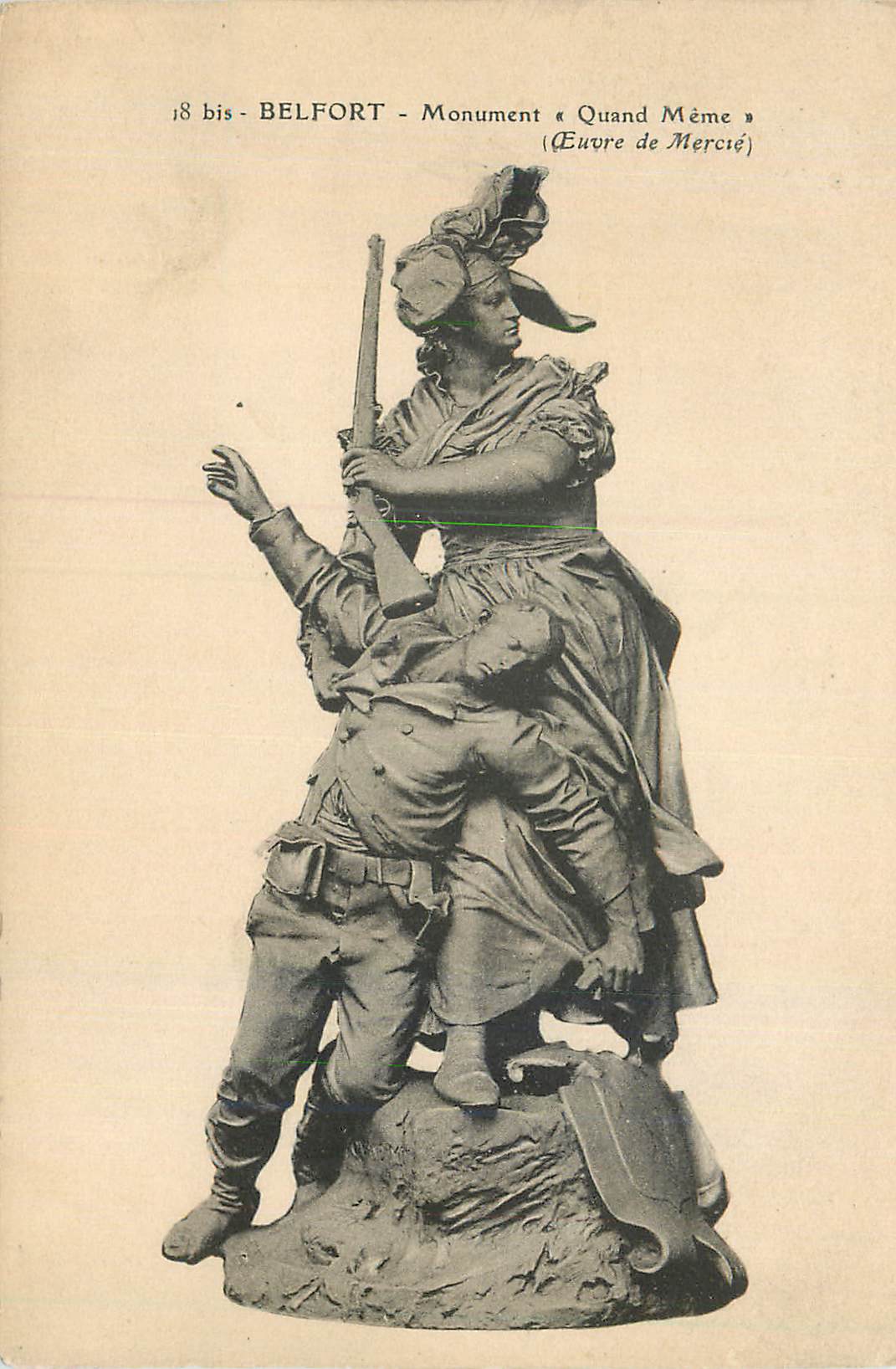 CPA Belfort Monument Quand Meme (Oeuvre de Mercre)