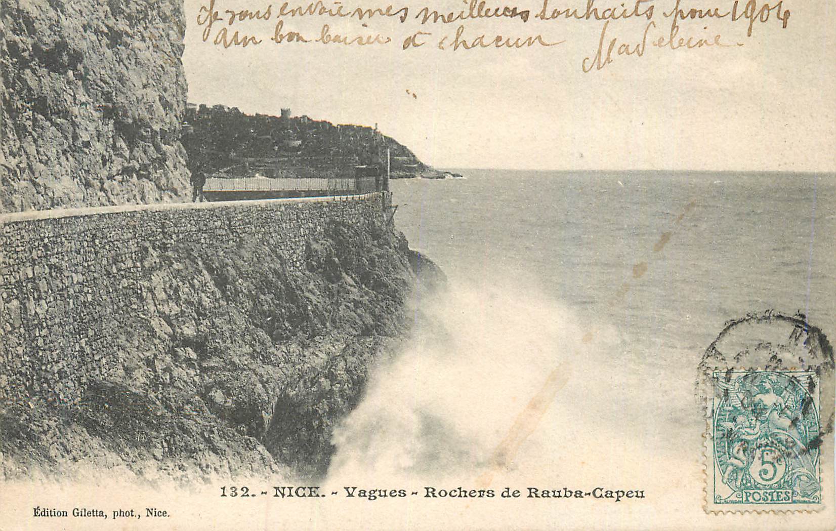 CPA Nice Vague Rochers de Rauba Capeu