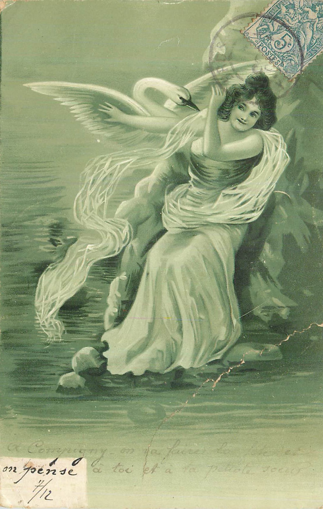 CPA Femme Cygne