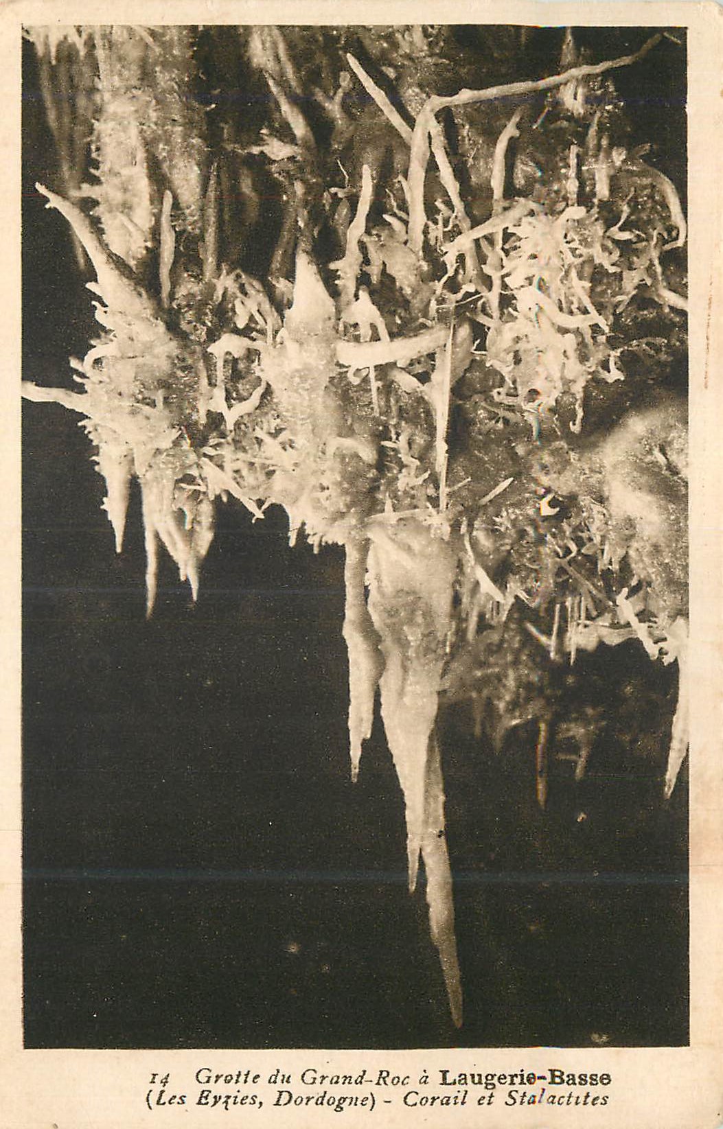 Höhle von Grand-Roc in Laugerie-Basse — Les Byties, Dordogne — Koralle und Stalaktiten