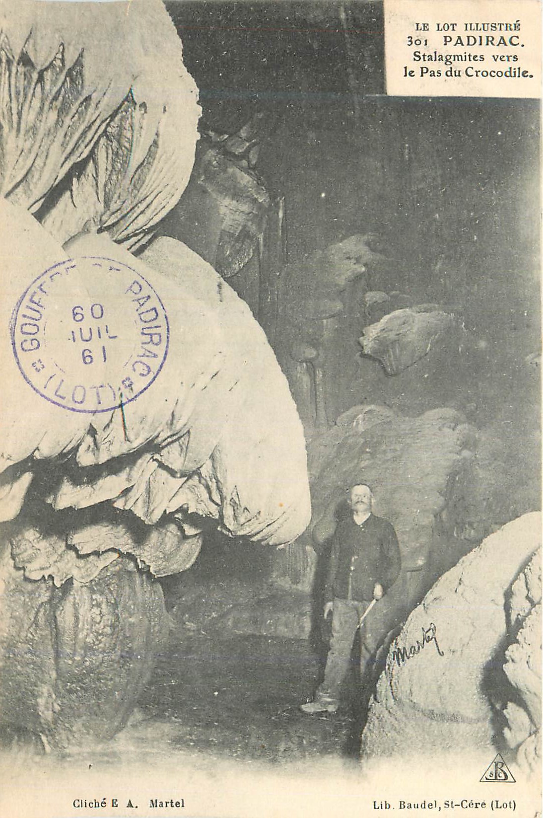 Gouffre de Padirac — Stalagmites vers le Pas du Crocodile — Lib. Baudel, St-Céré (Lot)