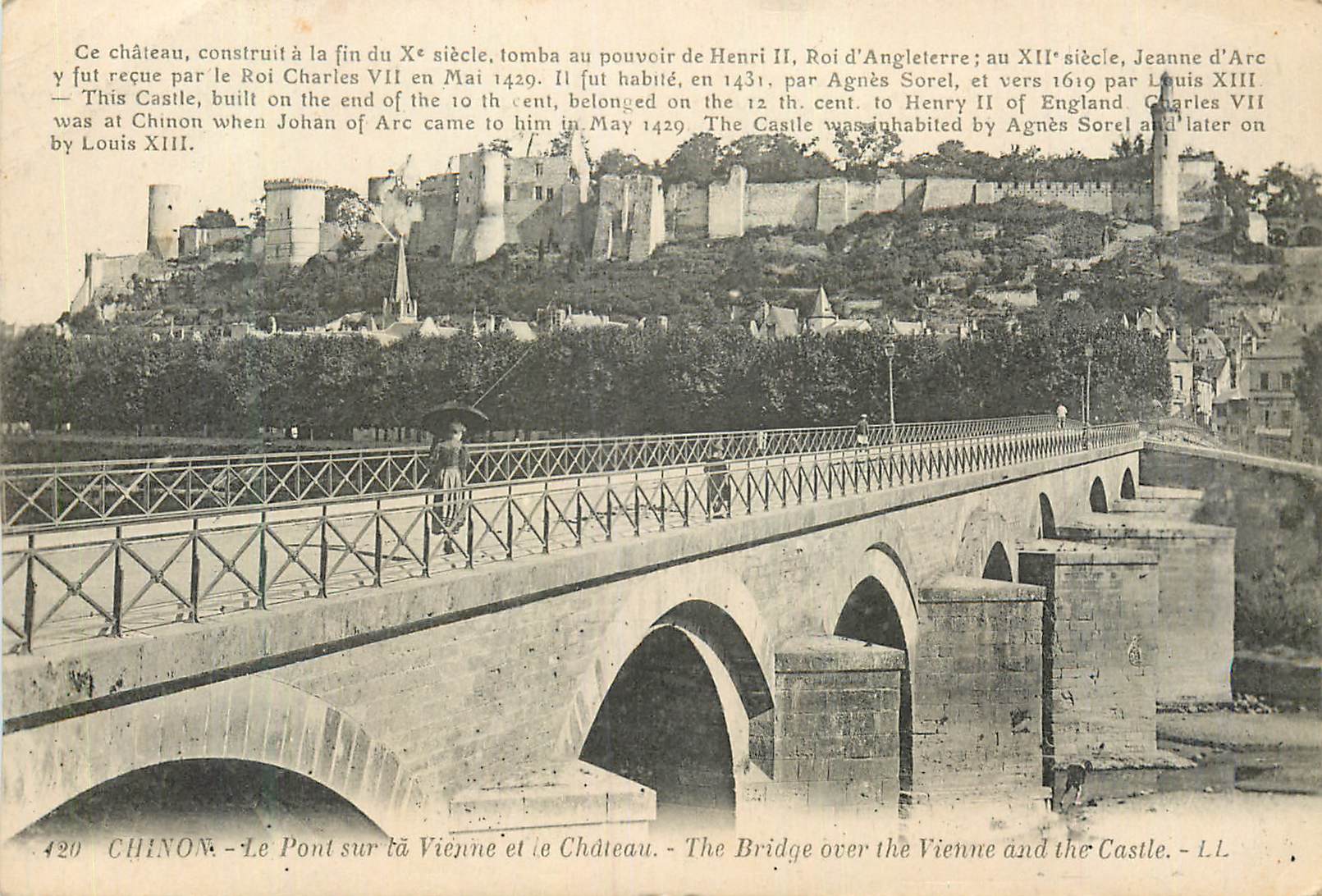 CPA Chinon Le Pont sur la Vienne et le Chateau
