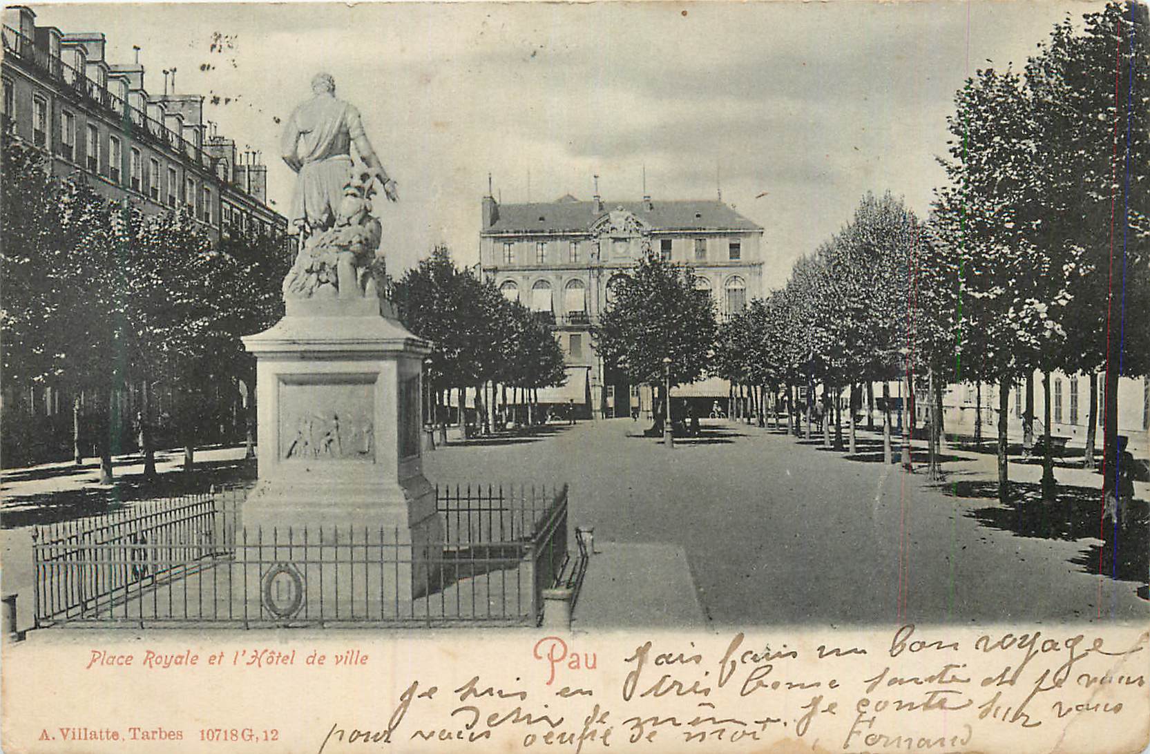 Place Royale et l'Hôtel de ville — Pau — A. Villatte, Tarbes, 10718 G.12