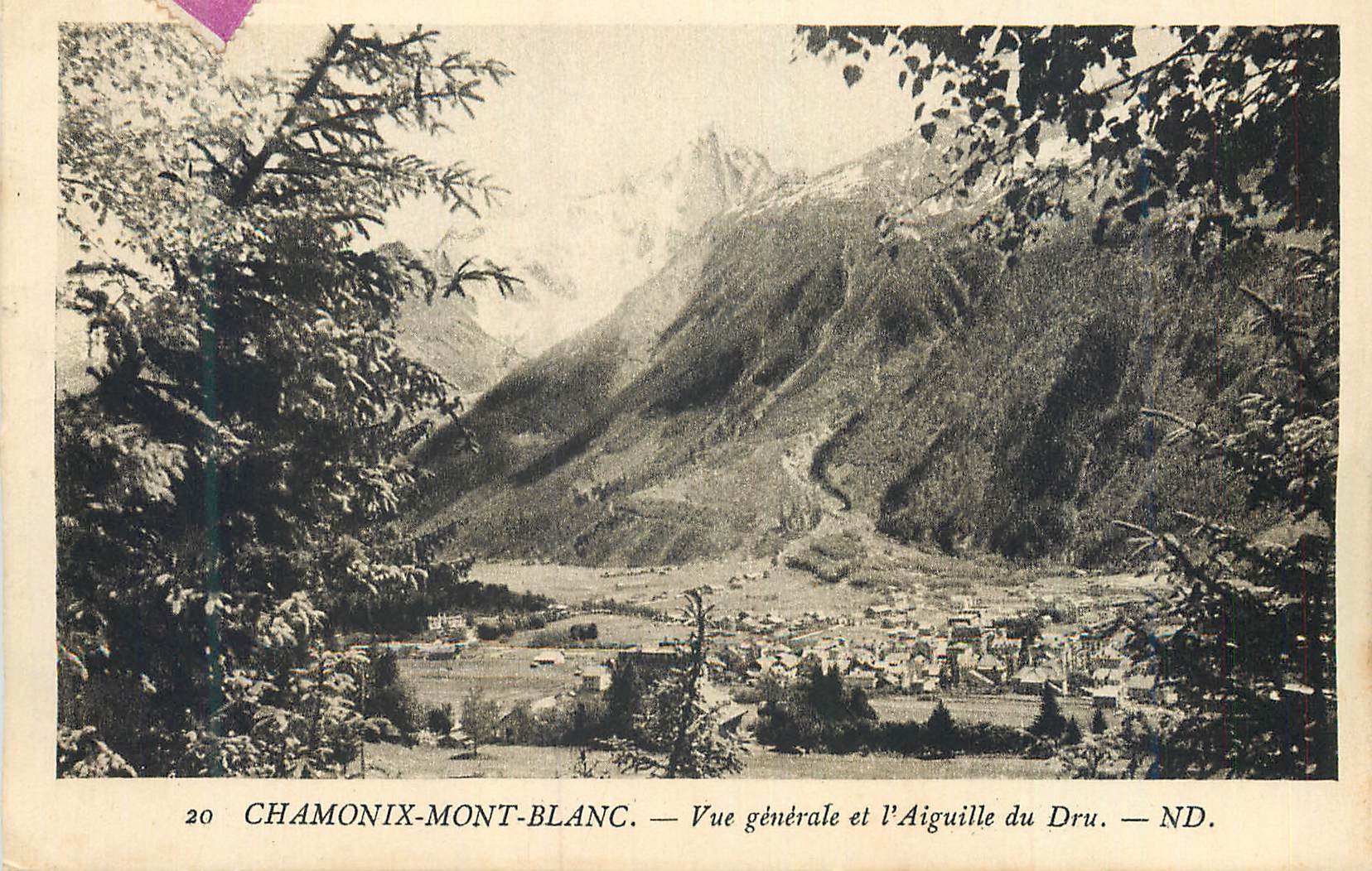 CPA Chamonix Mont Blanc Vue Generale et l'Aiguille du Dru