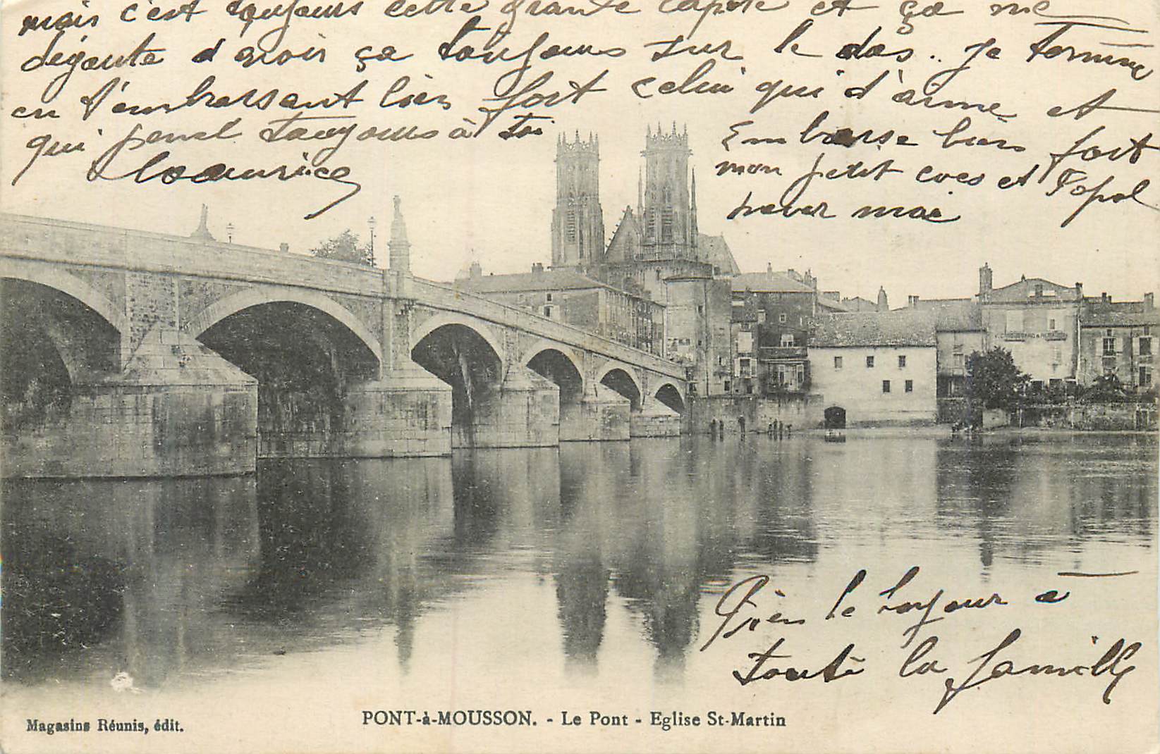 CPA Pont a Mousson Le Pont Eglise St Martin