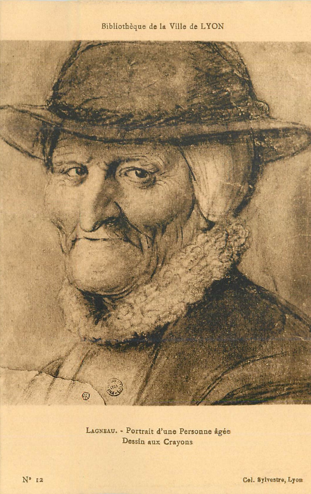 CPA Bibliotheque de la Ville de Lyon Lagneau Portrait d'une Personne Agee