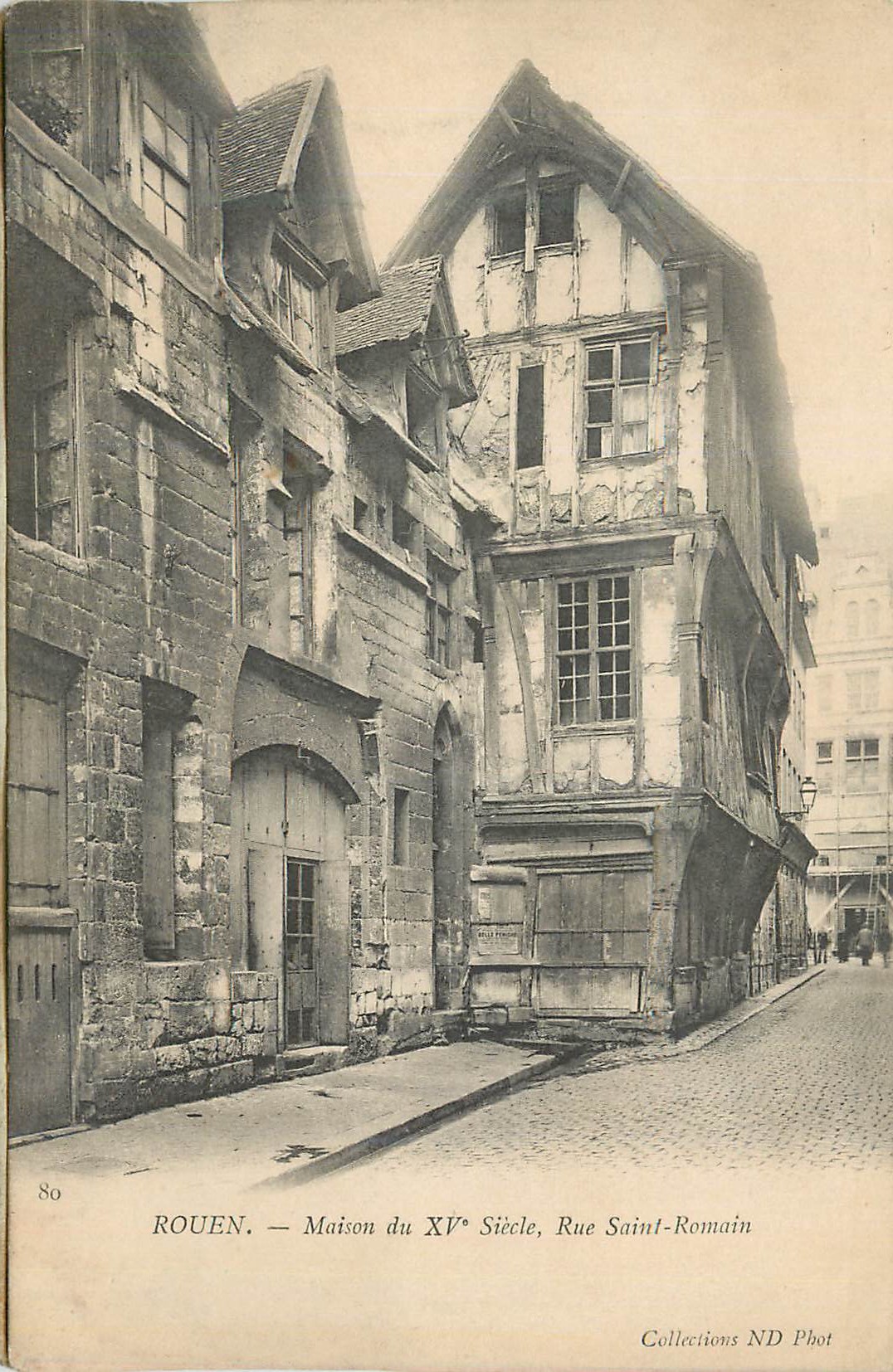 CPA Rouen Maison du XVe Siecle Rue Saint Romain