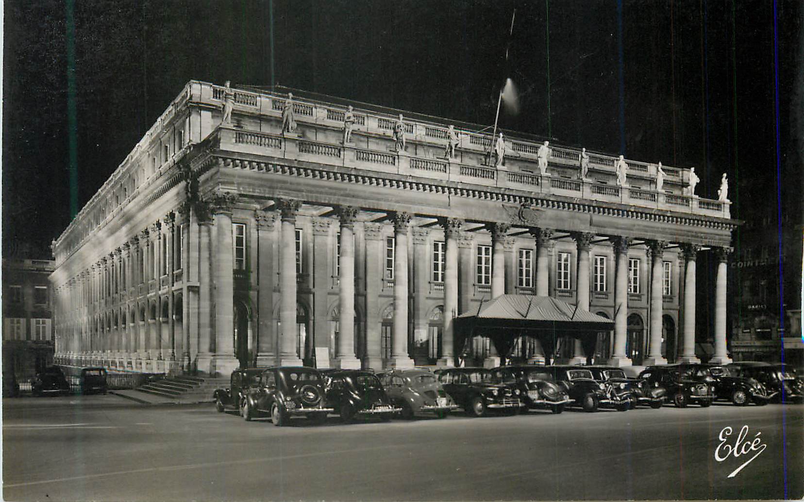 CPM Bordeaux La Nuit Le Grand Theatre Automobile