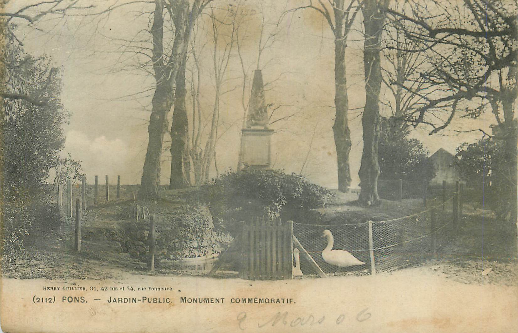 CPA Pons Jardin Public Monument Commemoratif