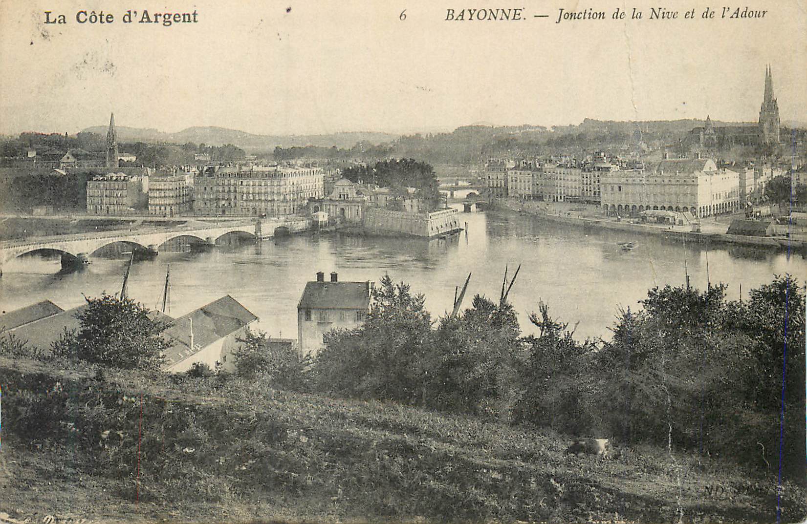 CPA Bayonne Jonction de la Nive et de l'Adour la Cote d'Argent