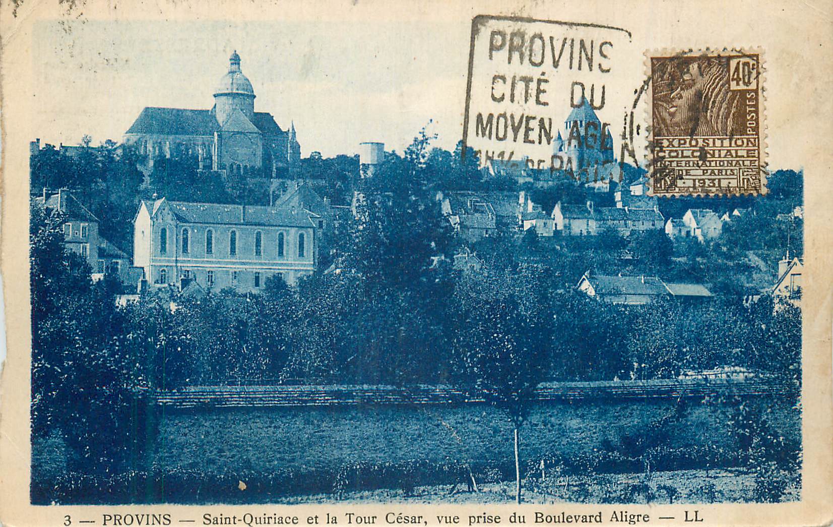 Provins — Saint-Quiriace et la Tour César — vue prise du Boulevard Aligre — LL