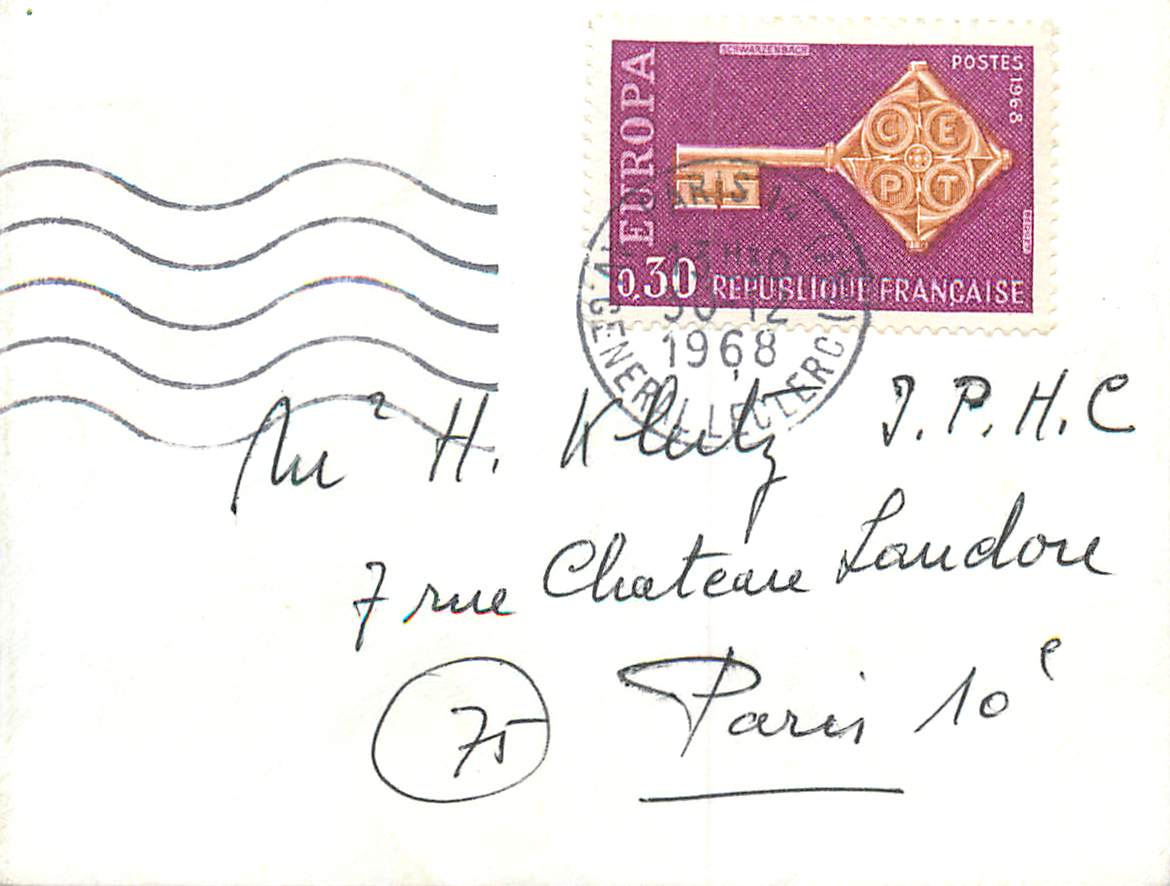 Lettre Europa 1968 Paris pour Paris