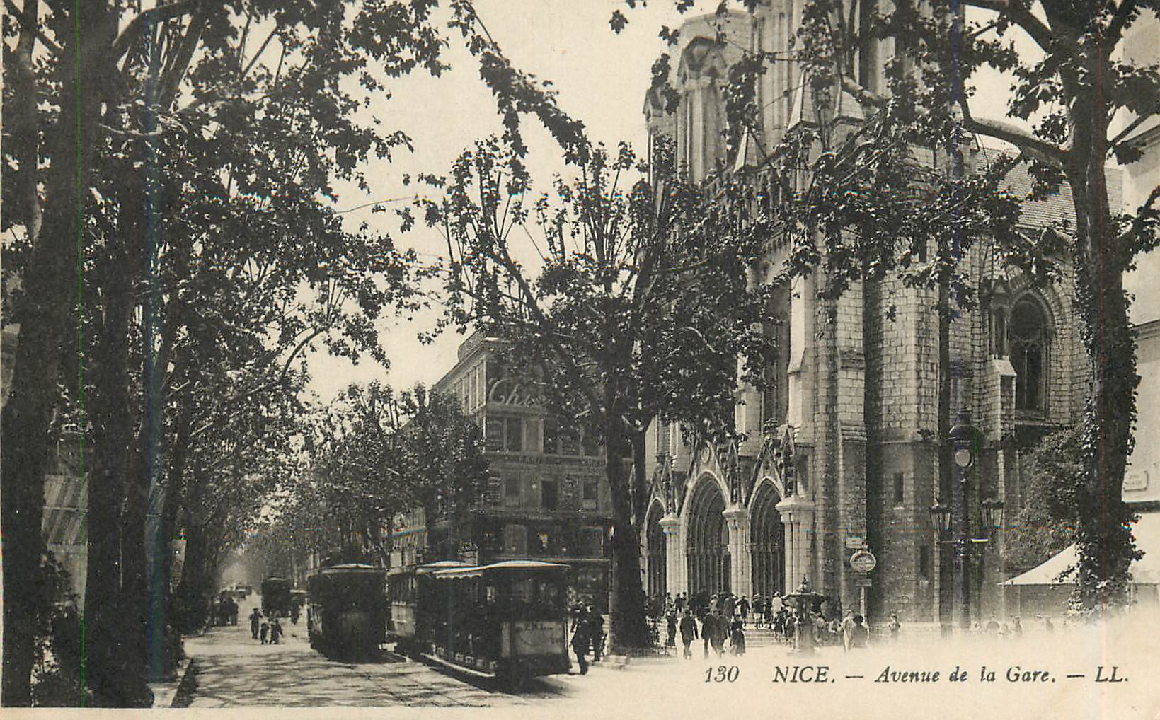 CPA Nice Avenue de la Gare Tramway