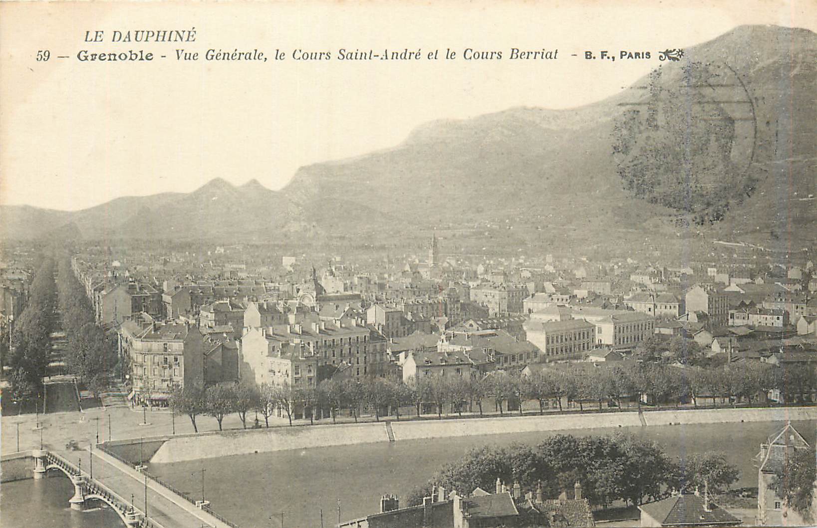 Grenoble — Vue Générale, le Cours Saint-André et le Cours Berriat — B.F., Paris