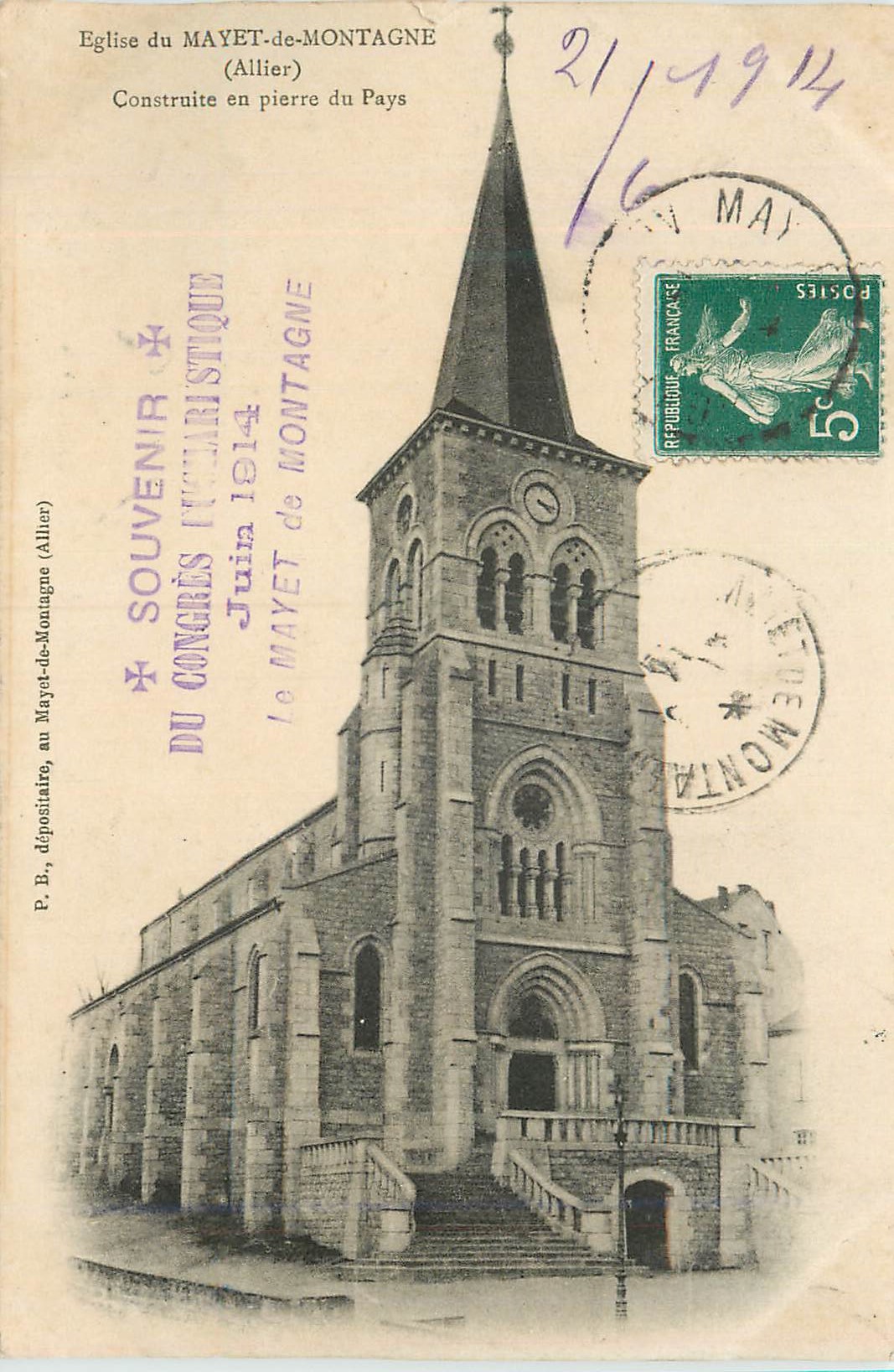 CPA Eglise du Mayet de Montagne (Allier) Construite en Pierre du Pays