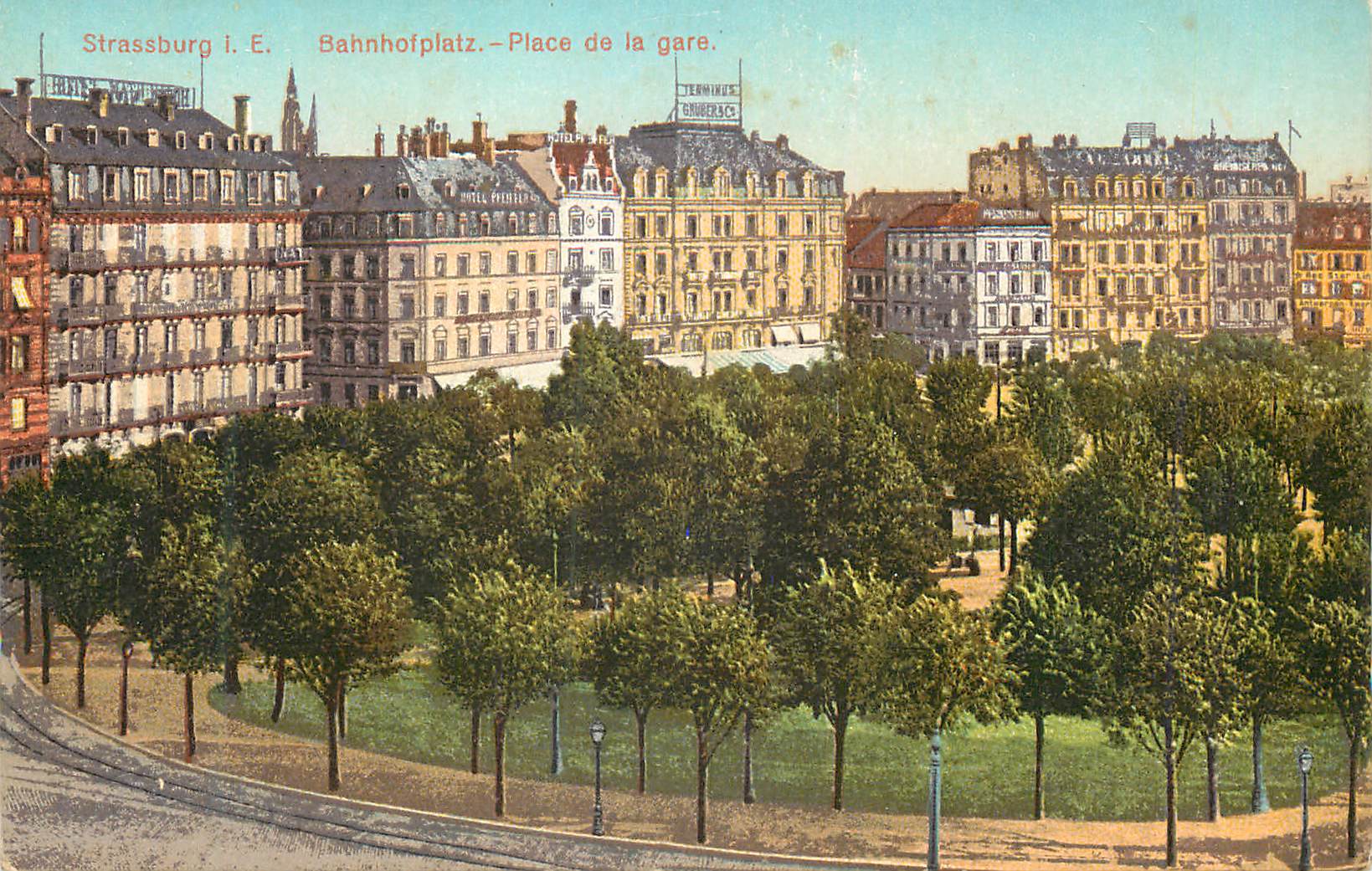 CPA Strasbourg Bahnholplatz Place de la Gare